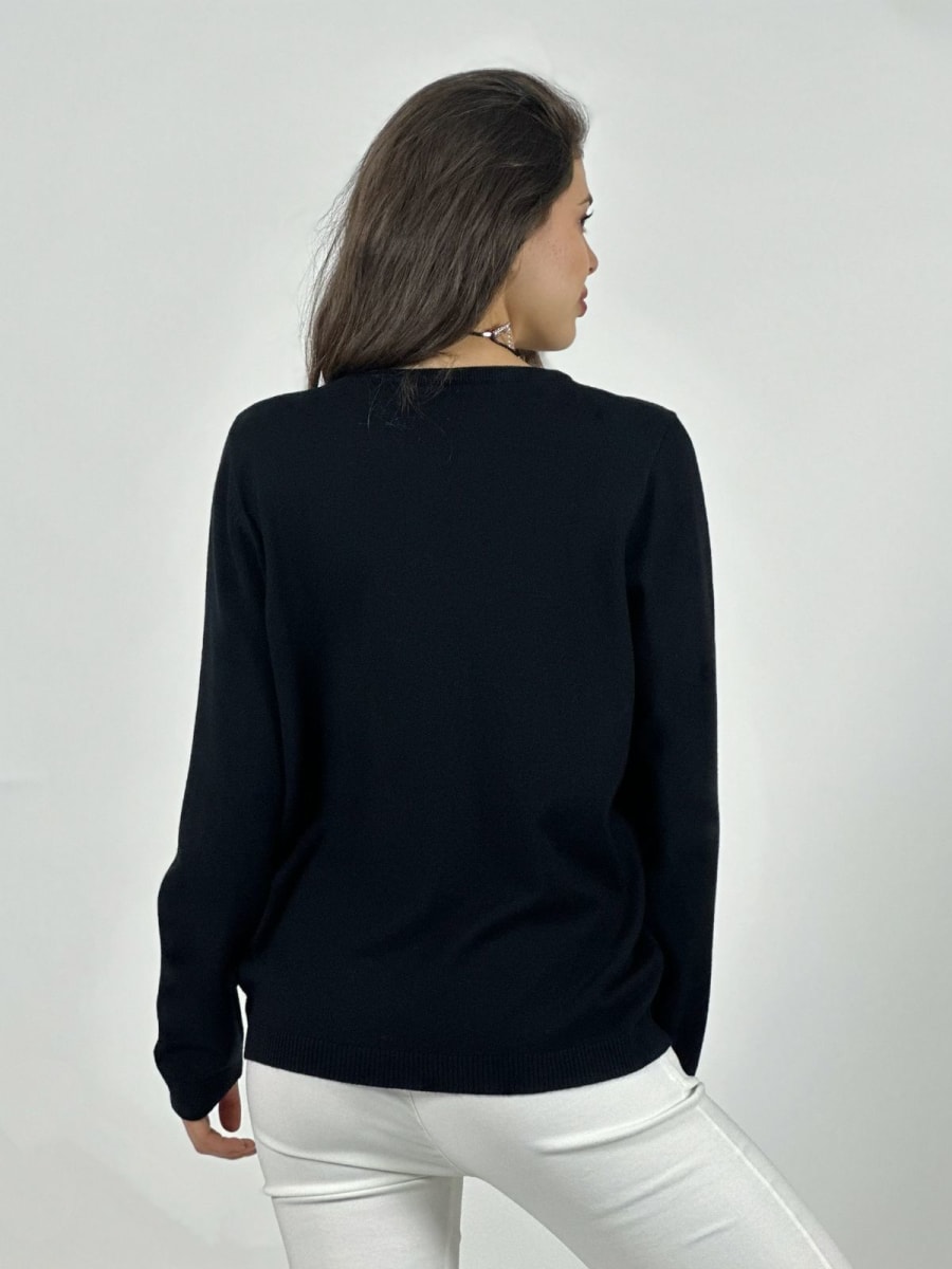 Sweater Spandex Flores Grabadas y Piedras Brillantes A3-7519