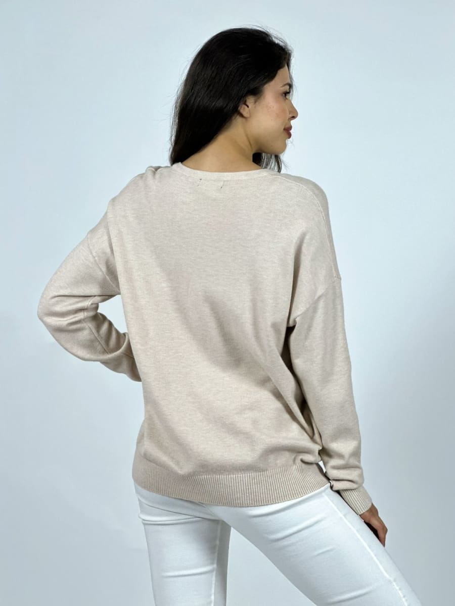 Sweater Spandex Oso Print con Moño A3-799