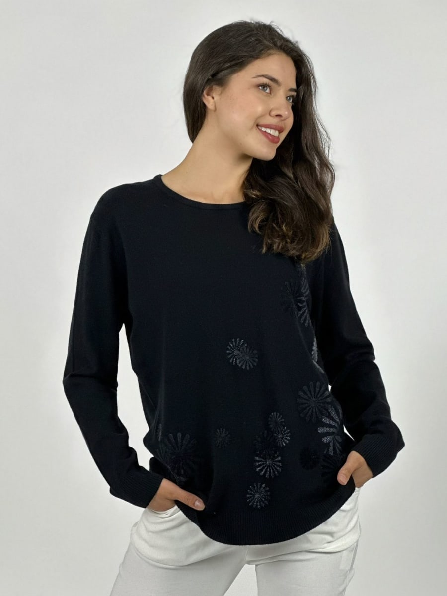 Sweater Spandex Patron Circular Floral Sutil A4-842