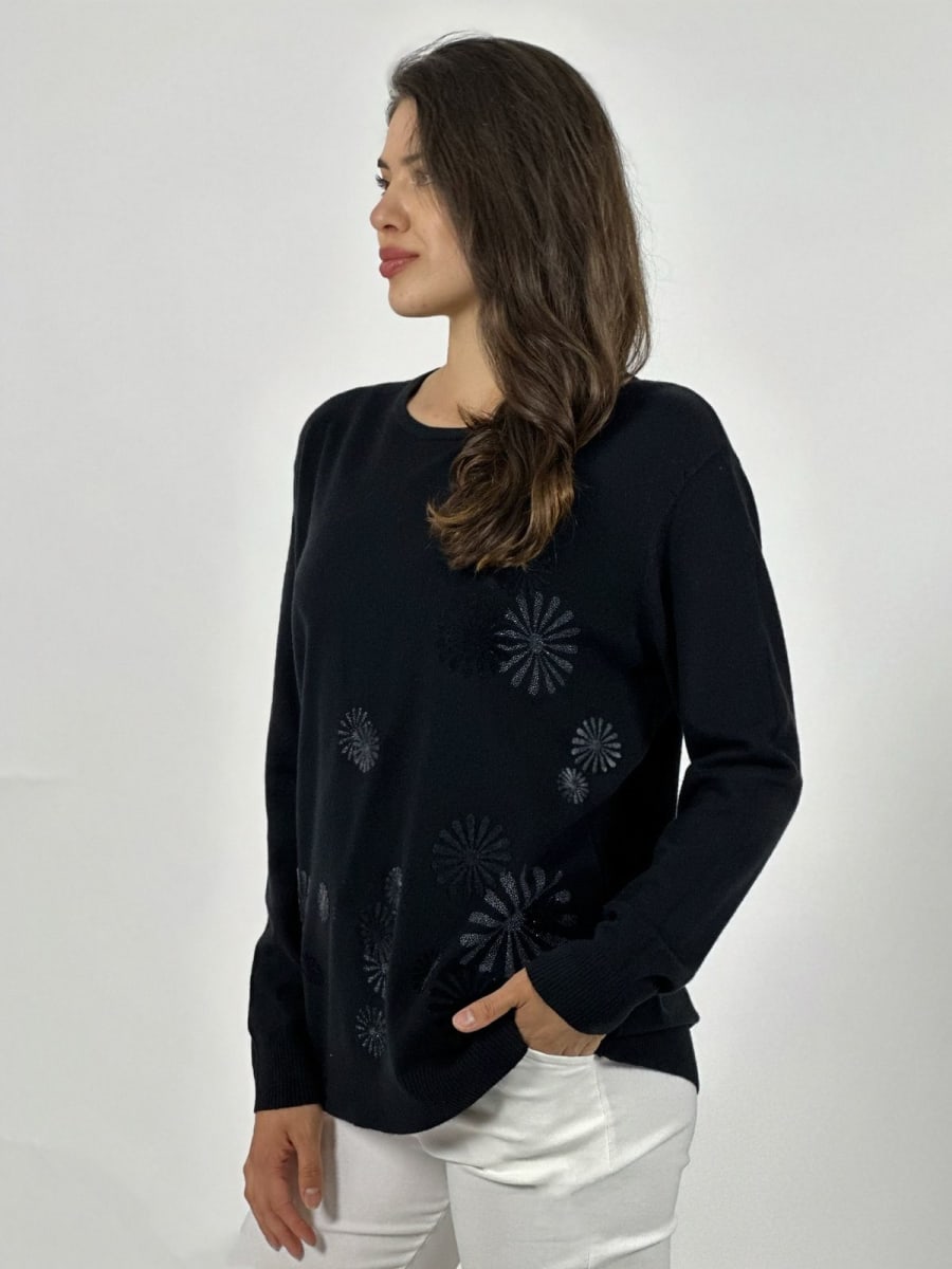 Sweater Spandex Patron Circular Floral Sutil A4-843