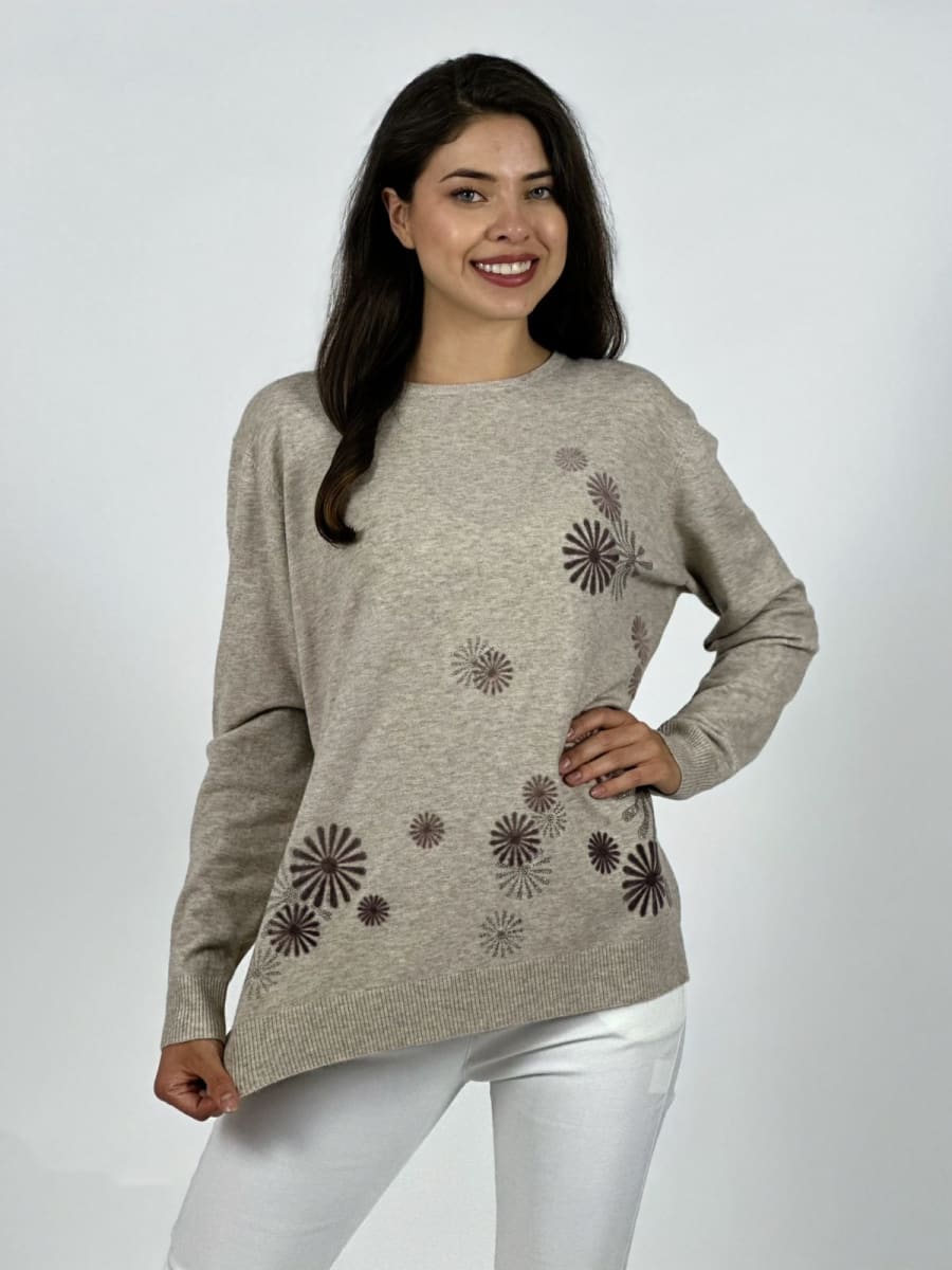 Sweater Spandex Patron Circular Floral Sutil A4-845