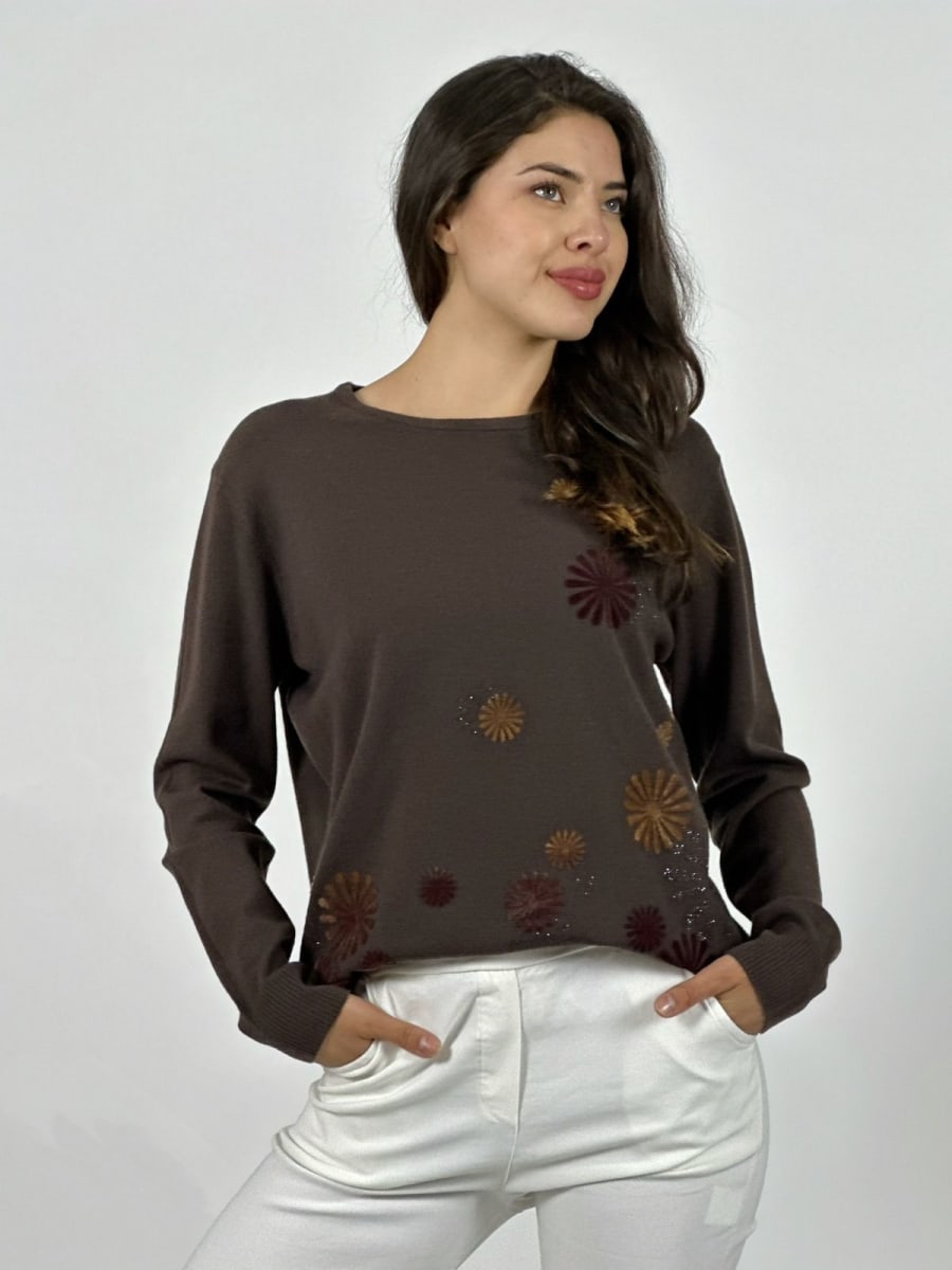 Sweater Spandex Patron Circular Floral Sutil A4-8410