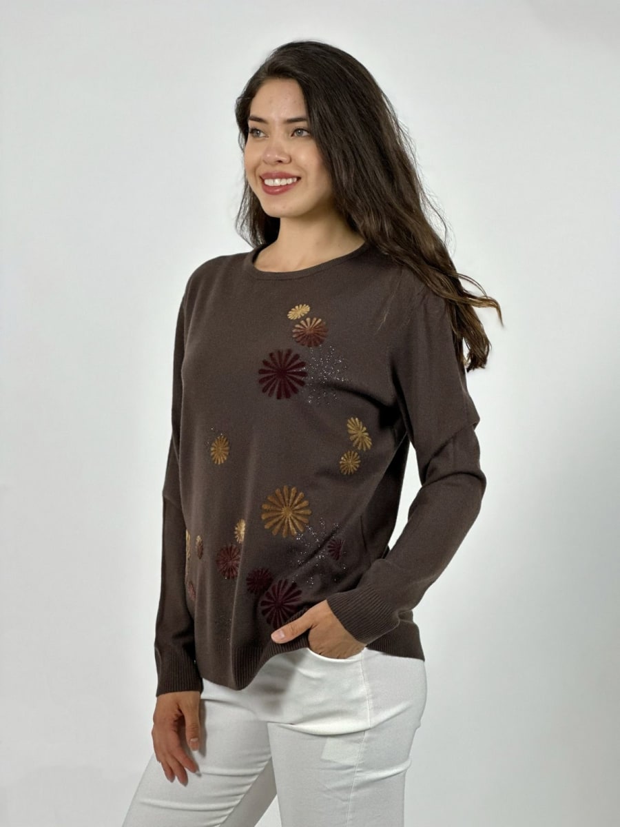 Sweater Spandex Patron Circular Floral Sutil A4-8411