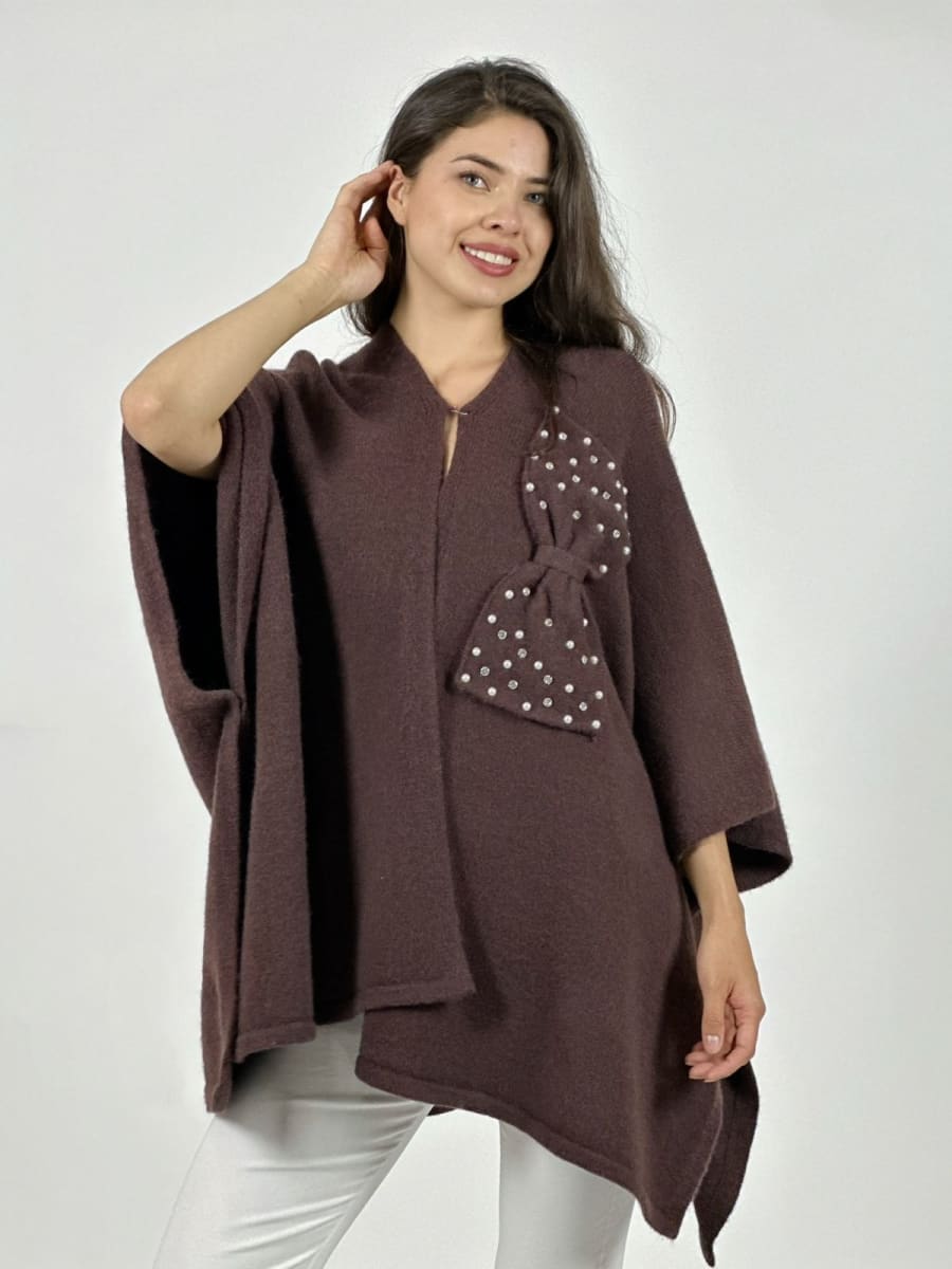 Poncho Abotonado Moño con Perlas A3-7412