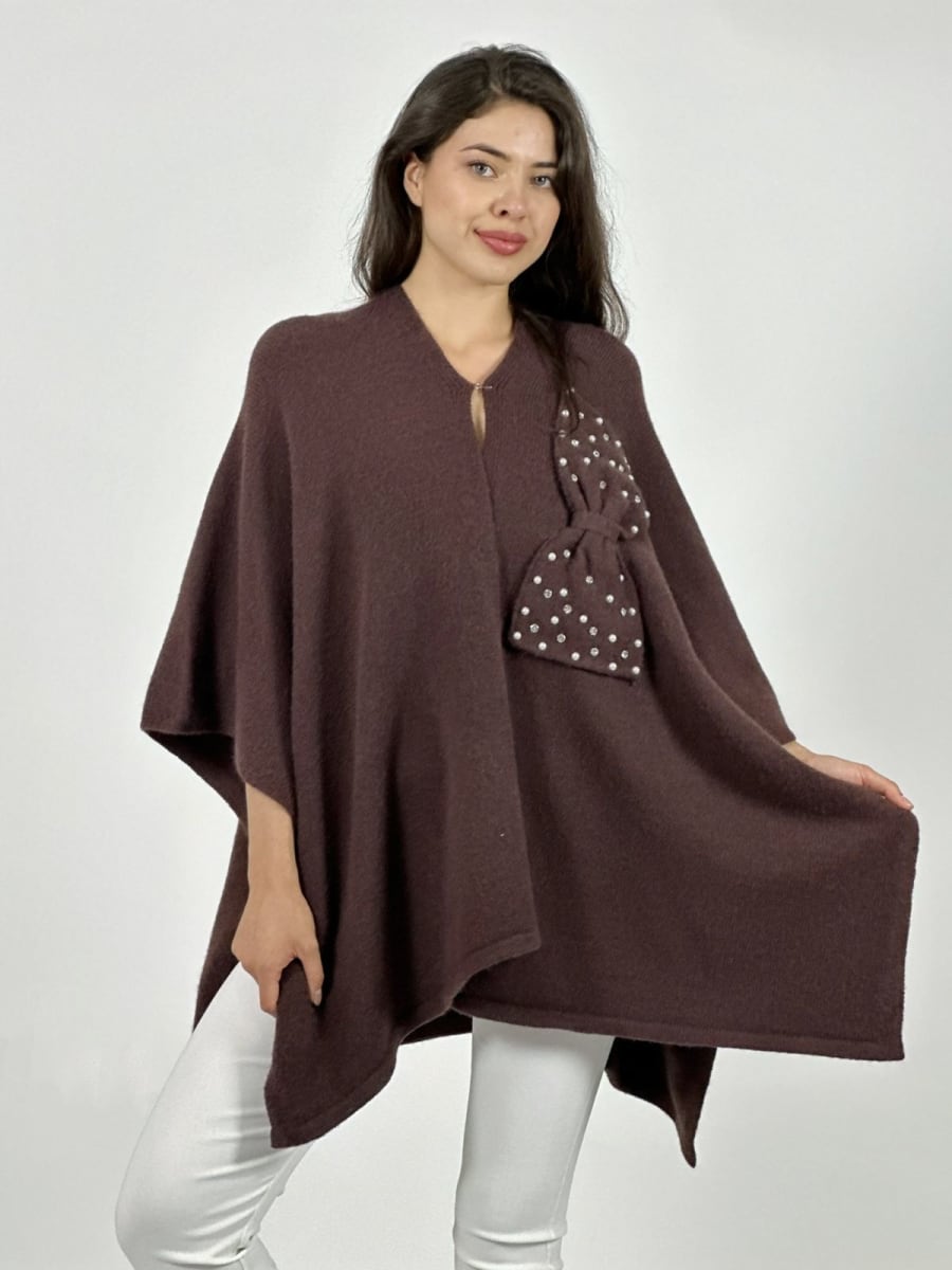 Poncho Abotonado Moño con Perlas A3-7413