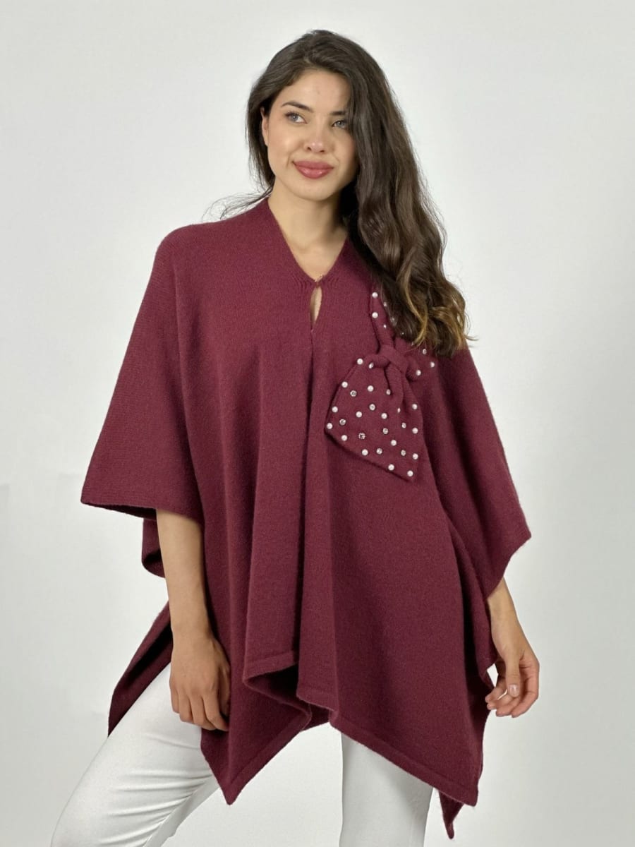 Poncho Abotonado Moño con Perlas A3-7420