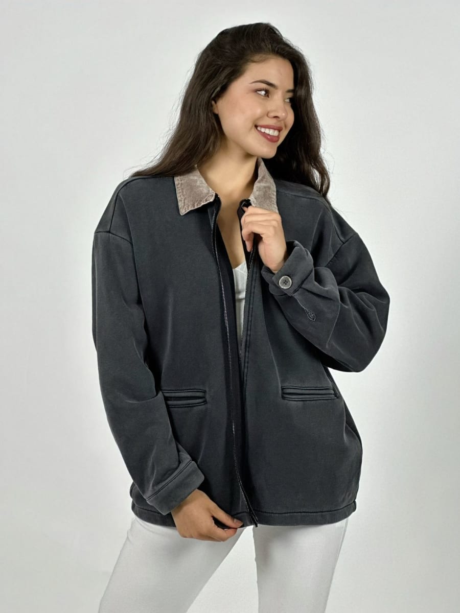 Chaqueta Afranelada con Cierre 3 Bolsillos A3-6712