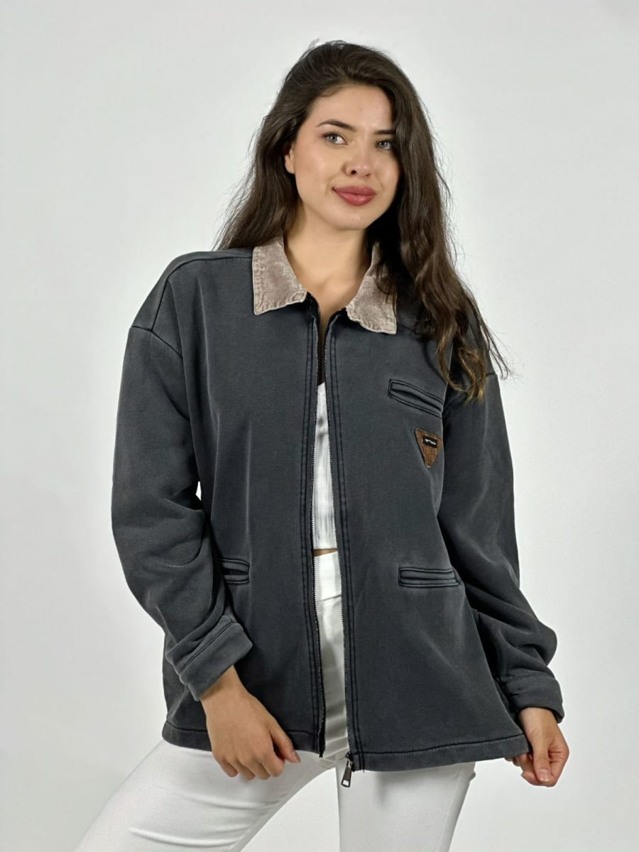 Chaqueta Afranelada con Cierre 3 Bolsillos A3-6711