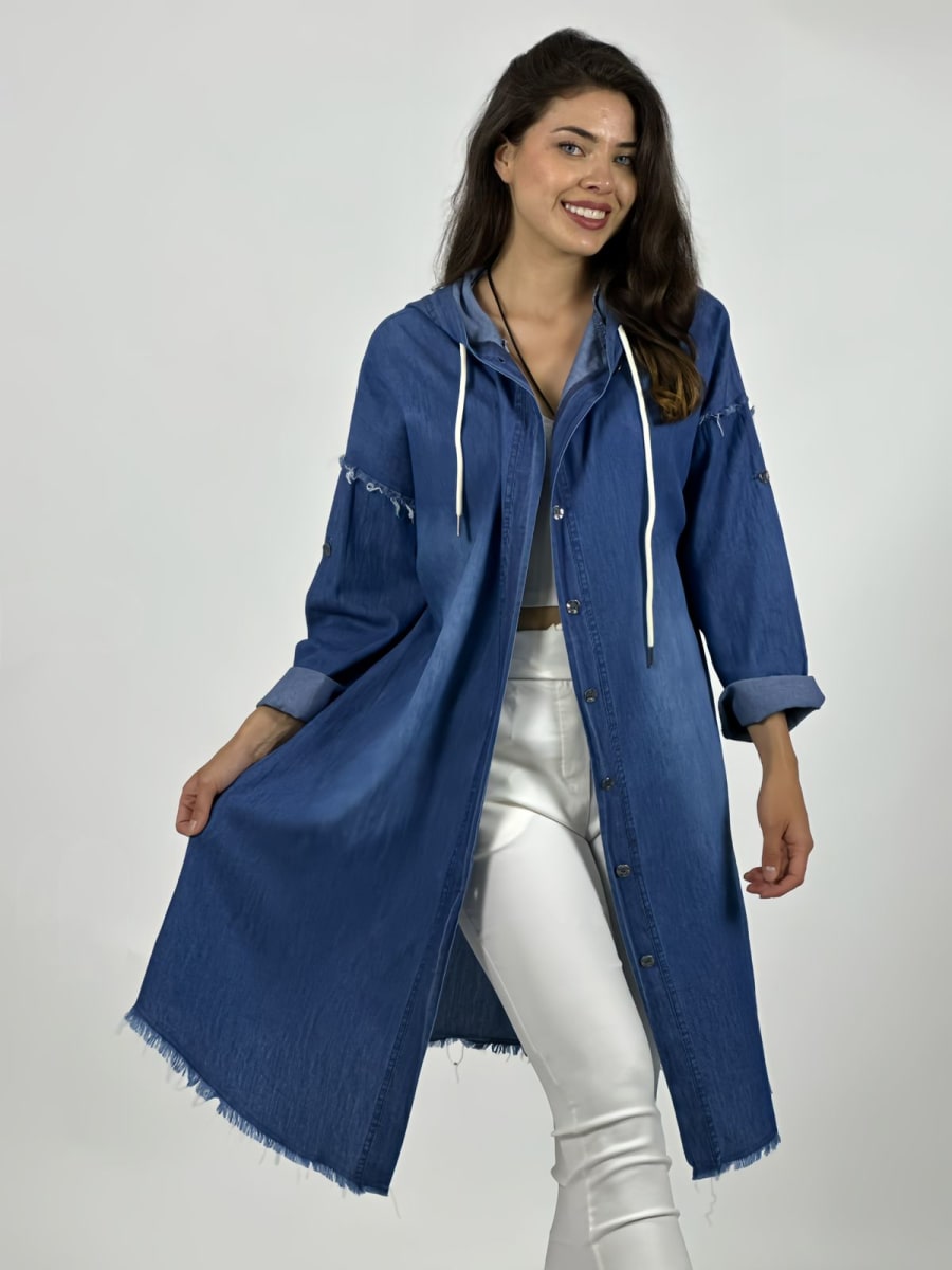 Bluson Mezclilla con Capucha Costuras Hombro A1-201