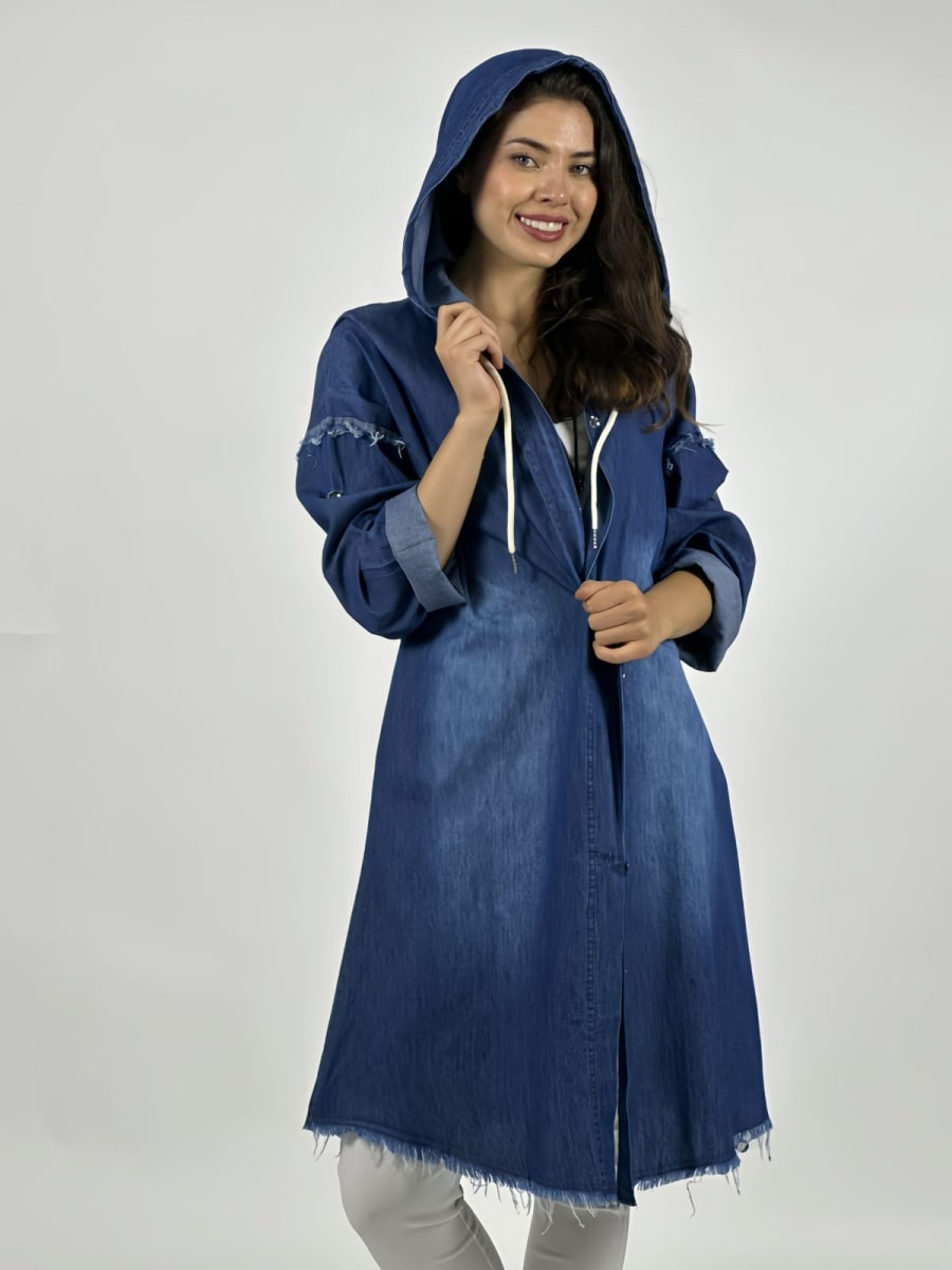 Bluson Mezclilla con Capucha Costuras Hombro A1-202