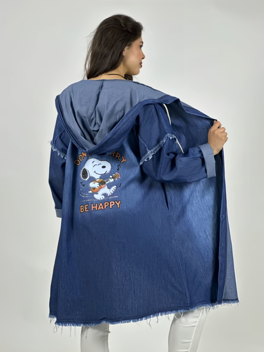 Bluson Mezclilla con Capucha Costuras Hombro A1-203