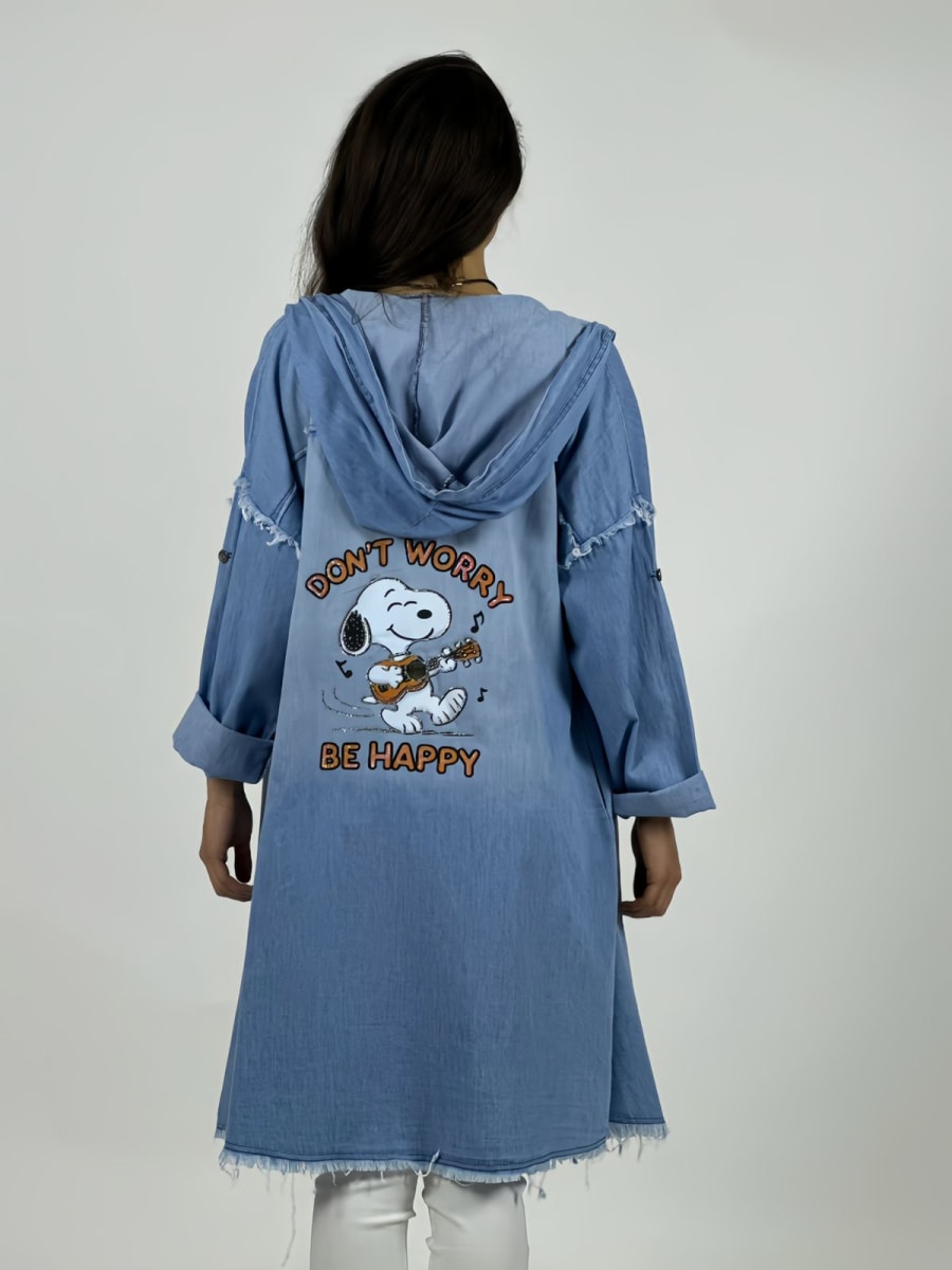 Bluson Mezclilla con Capucha Costuras Hombro A1-209