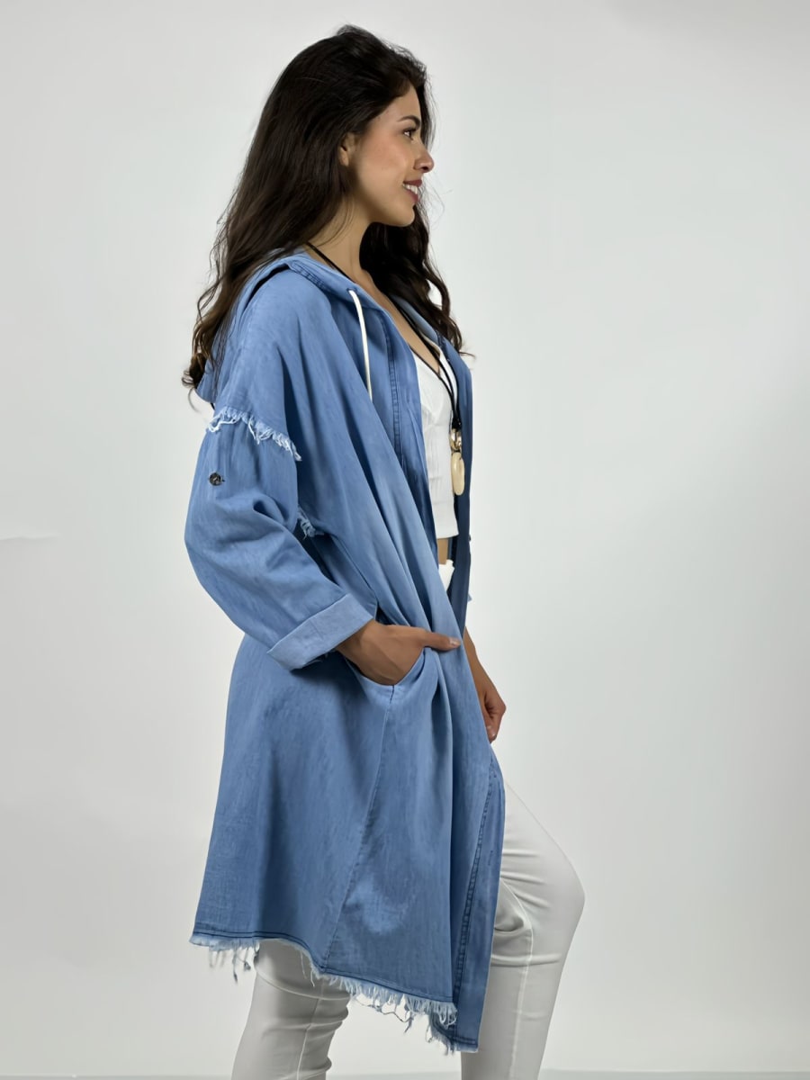 Bluson Mezclilla con Capucha Costuras Hombro A1-207