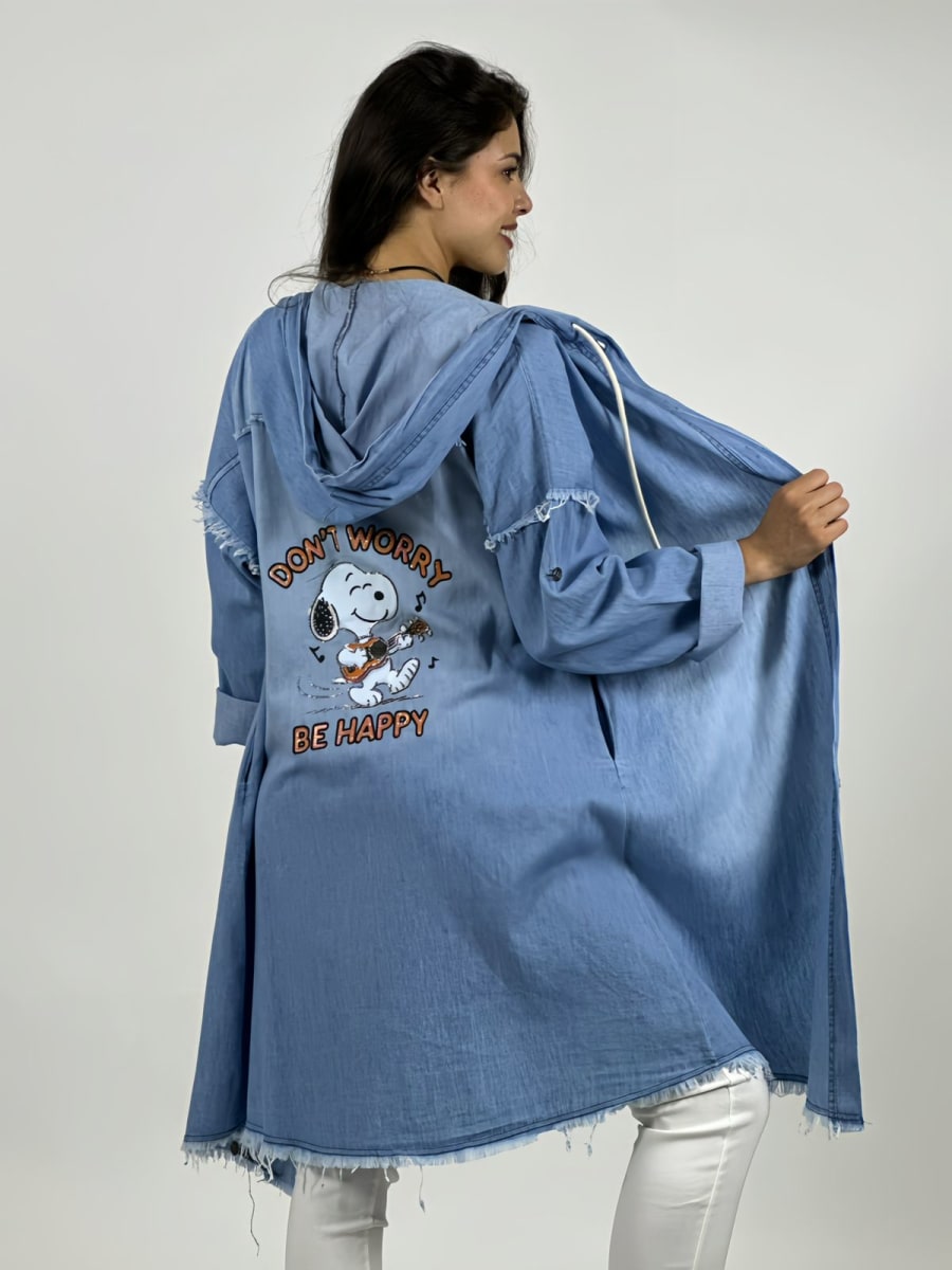 Bluson Mezclilla con Capucha Costuras Hombro A1-208