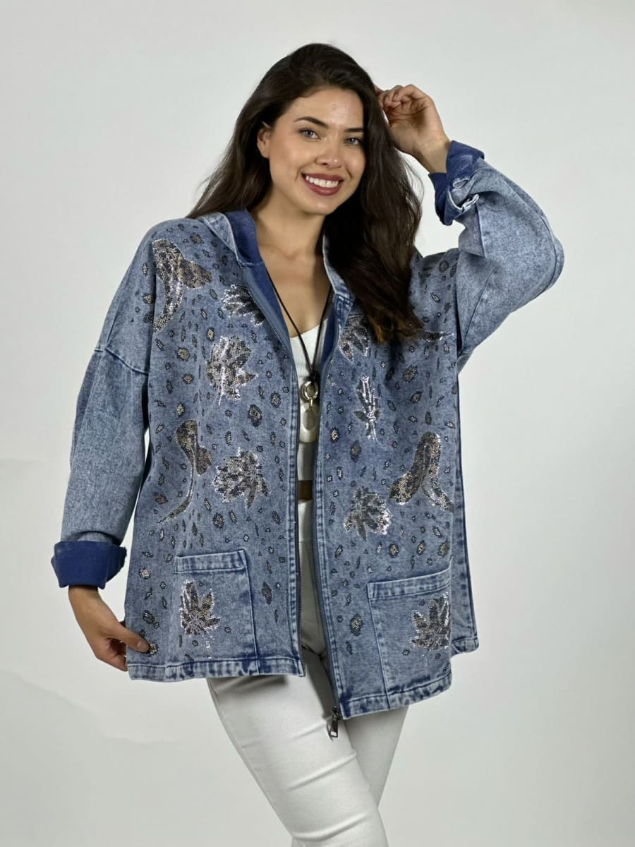 Chaqueta Mezclilla Hojas y Serpientes Escamas A8