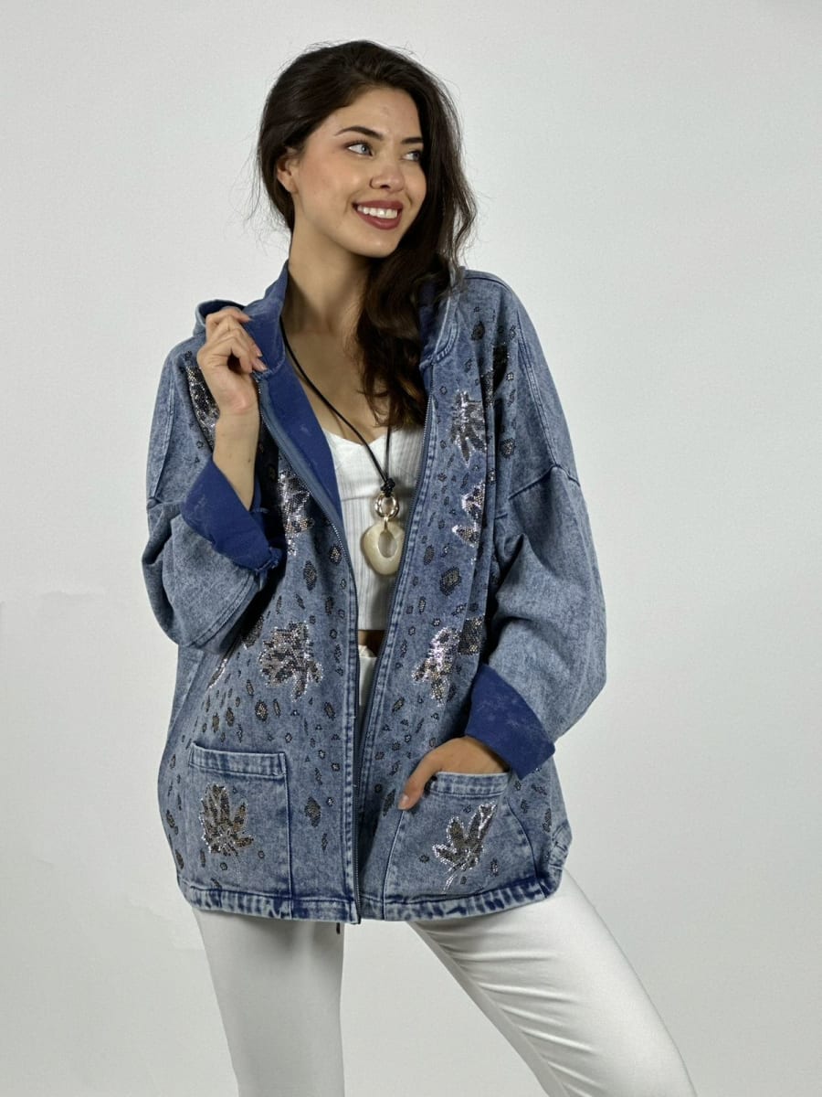 Chaqueta Mezclilla Hojas y Serpientes Escamas A9