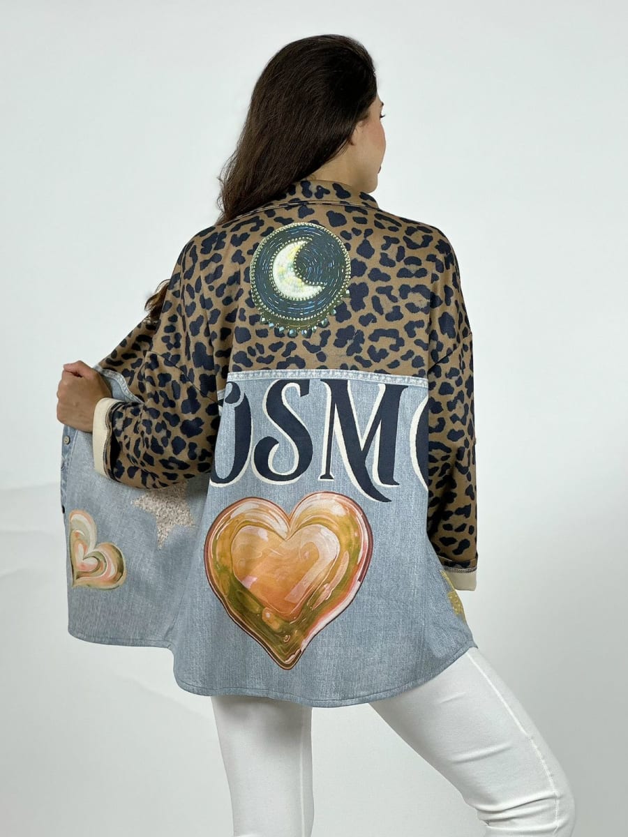 Chaqueta Gamuza Floral Luna Estrella Corazones A7