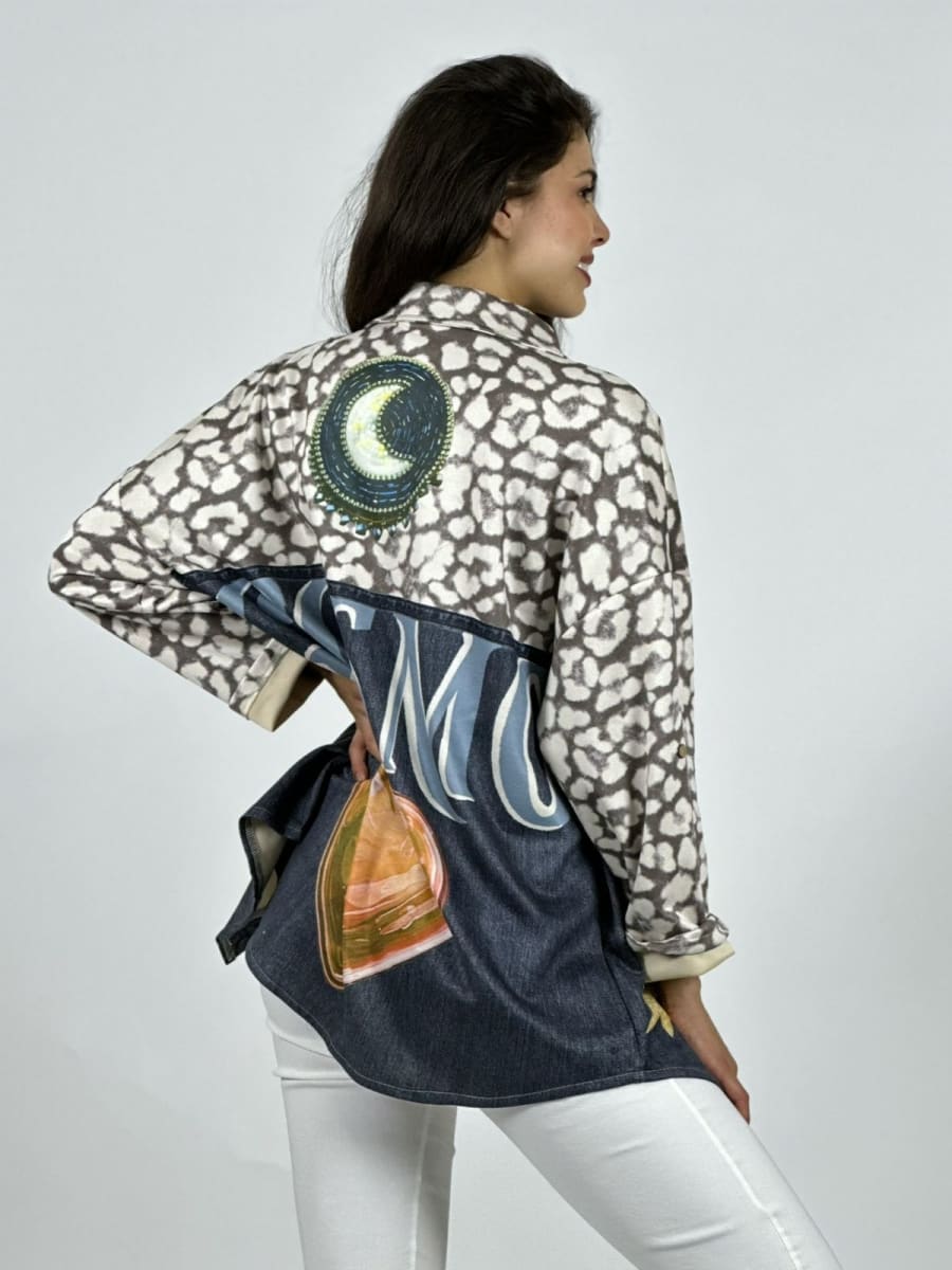 Chaqueta Gamuza Floral Luna Estrella Corazones A4