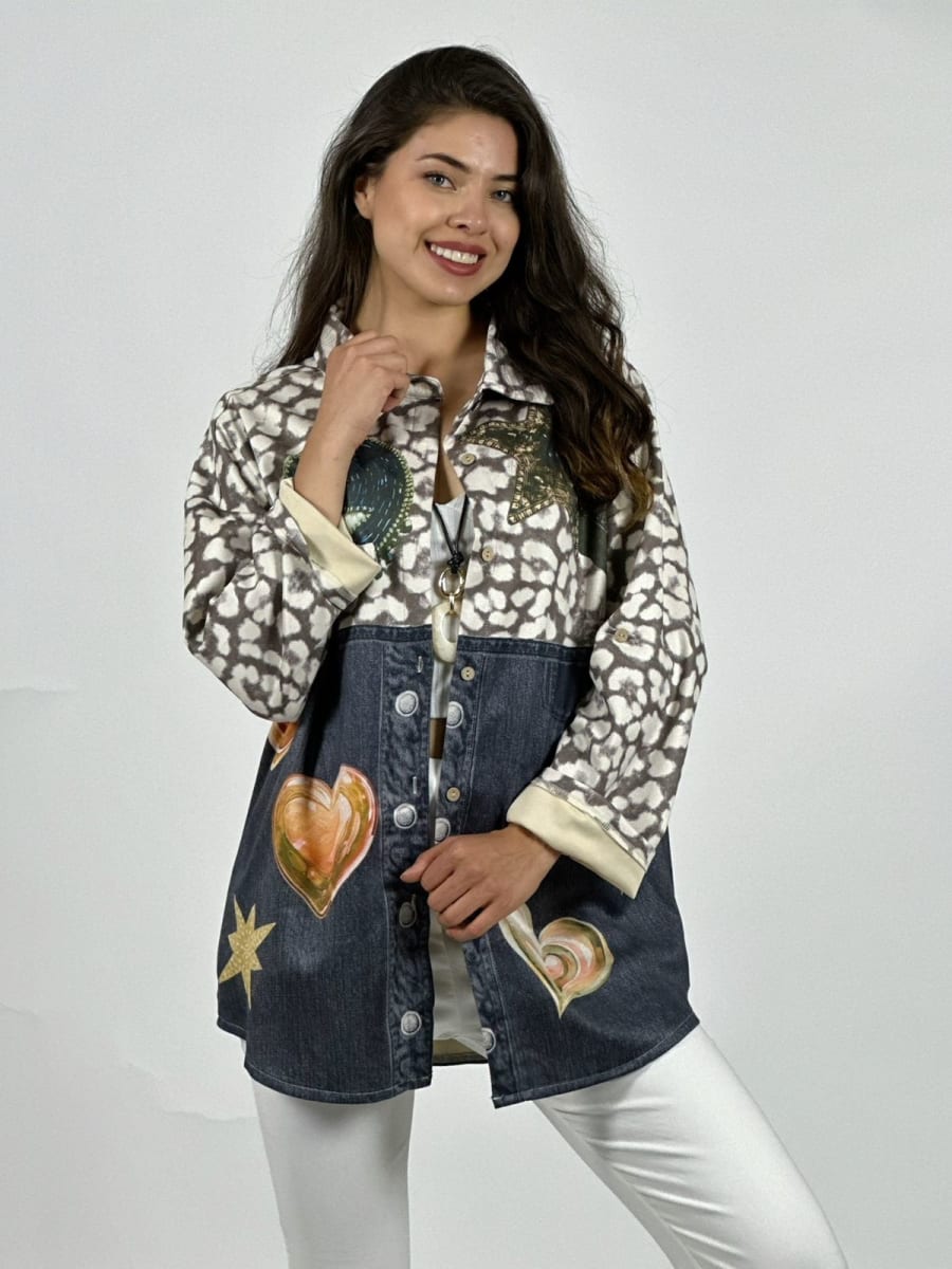 Chaqueta Gamuza Floral Luna Estrella Corazones A1