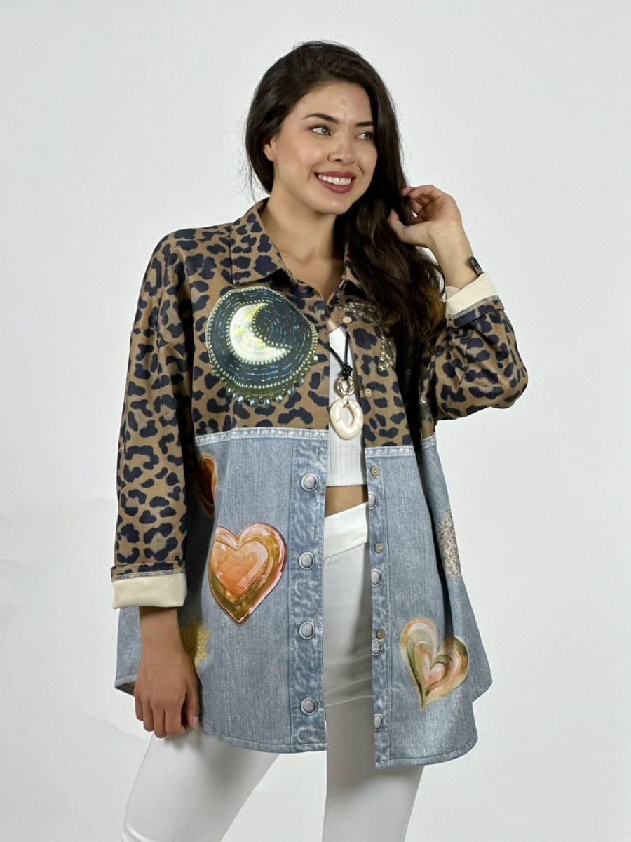 Chaqueta Gamuza Floral Luna Estrella Corazones A5