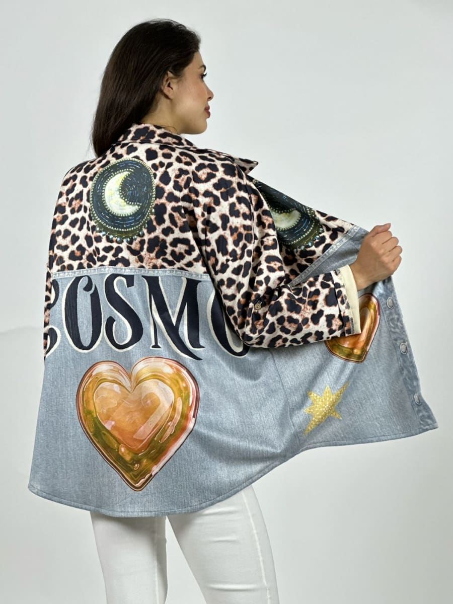 Chaqueta Gamuza Floral Luna Estrella Corazones A10