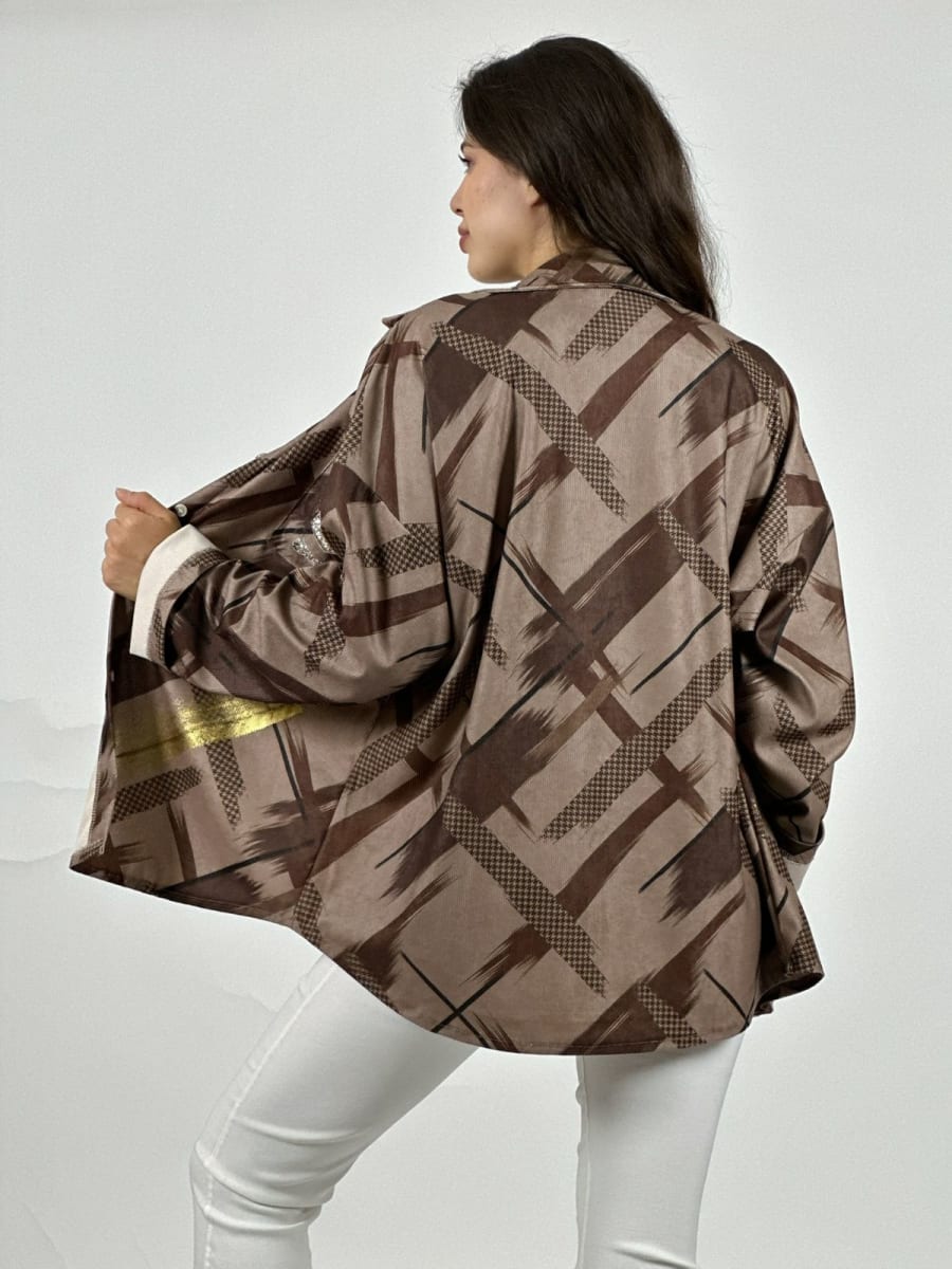 Camisa Cotele Lineas y Brillos Cruzados A1-323