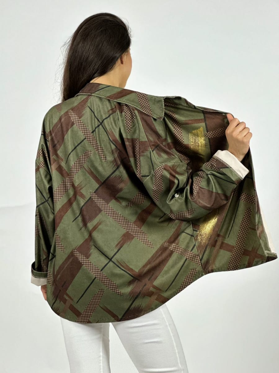 Camisa Cotele Lineas y Brillos Cruzados A1-3210