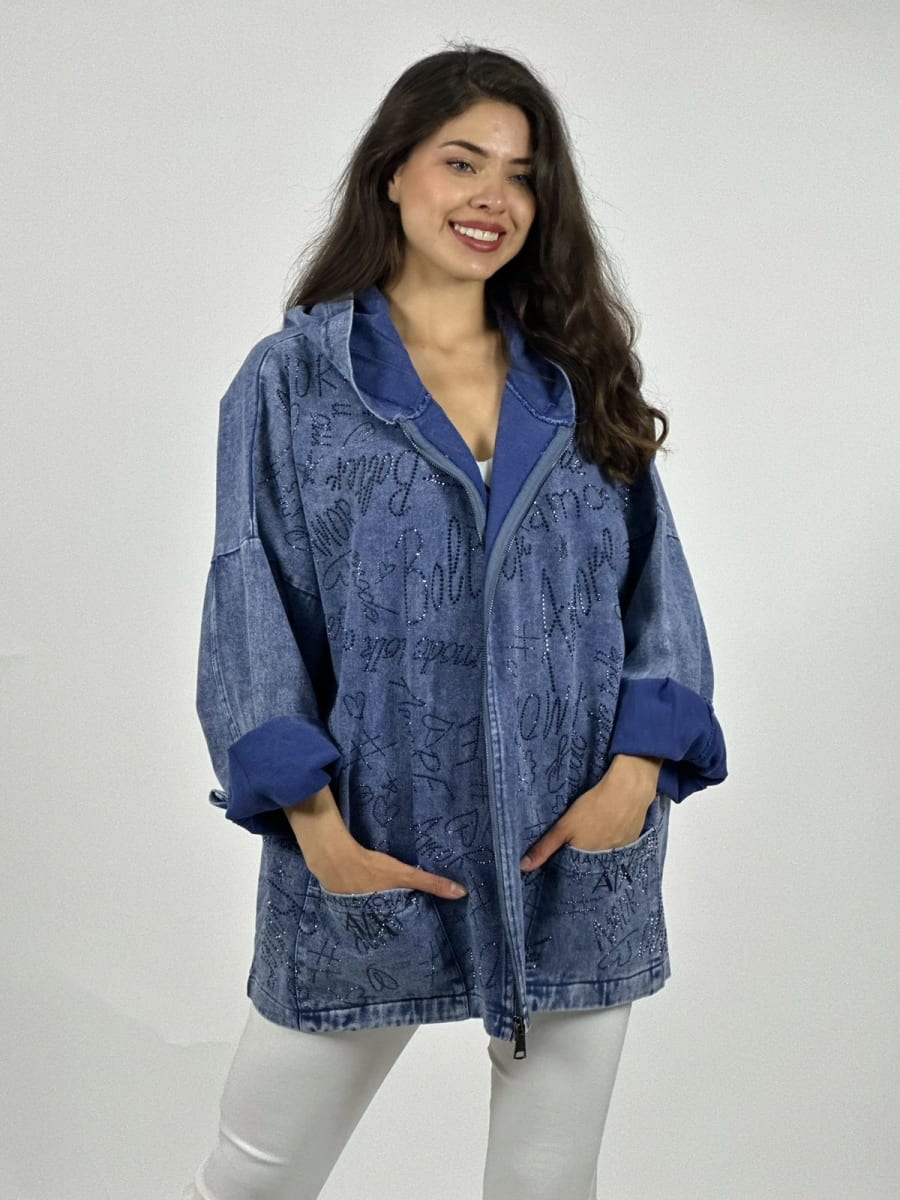 Chaqueta Mezclilla Letras Brillantes A3-785