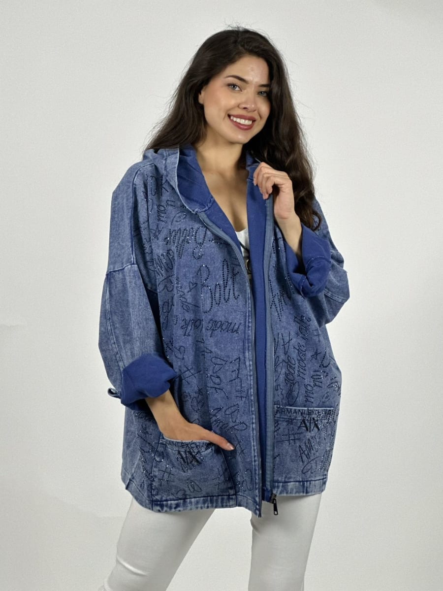 Chaqueta Mezclilla Letras Brillantes A3-786
