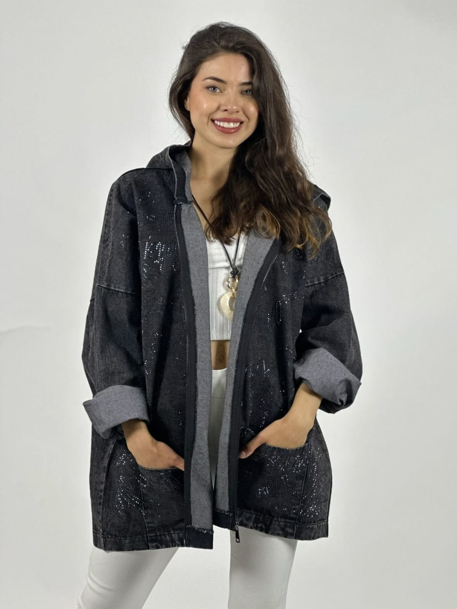 Chaqueta Mezclilla Letras Brillantes A3-781