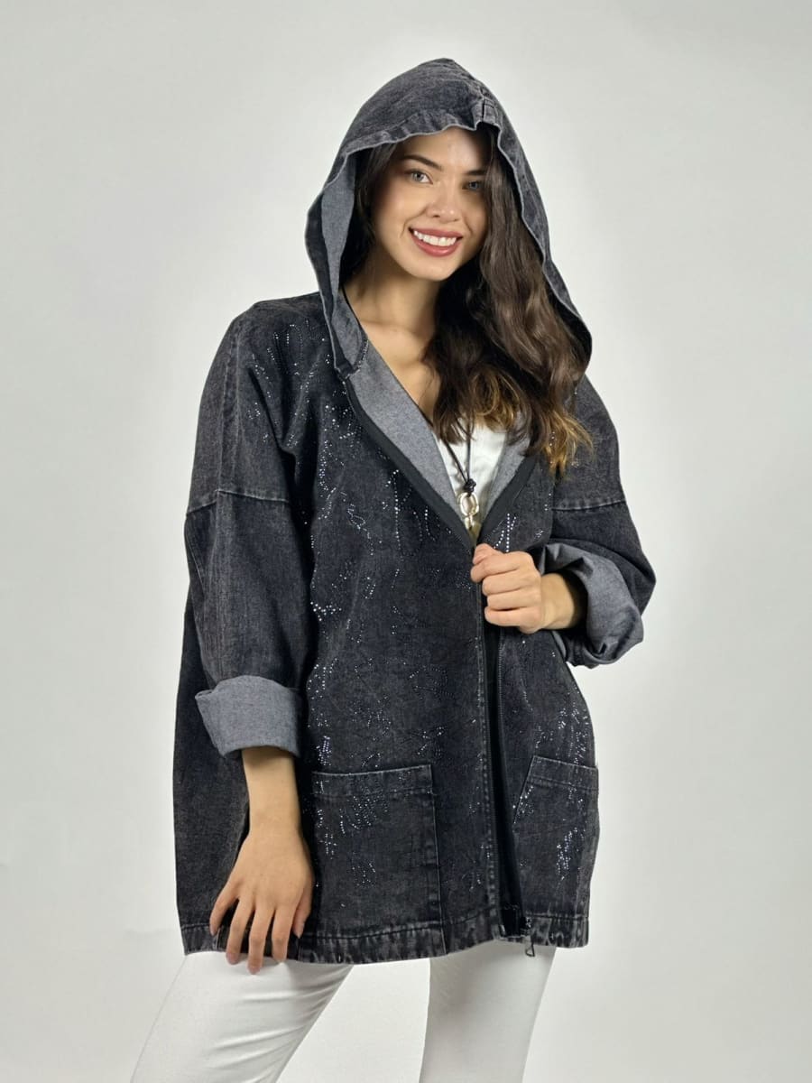 Chaqueta Mezclilla Letras Brillantes A3-783