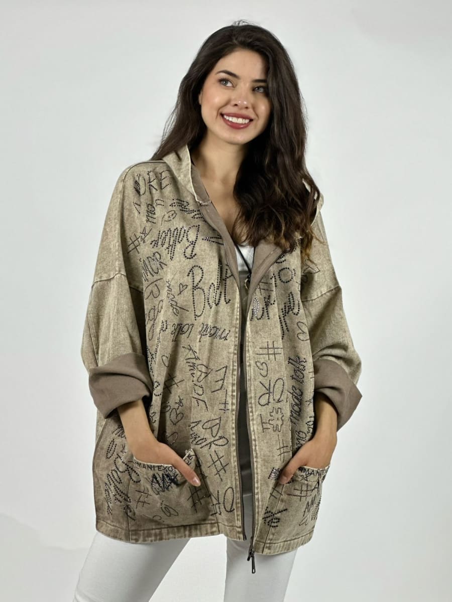 Chaqueta Mezclilla Letras Brillantes A3-788