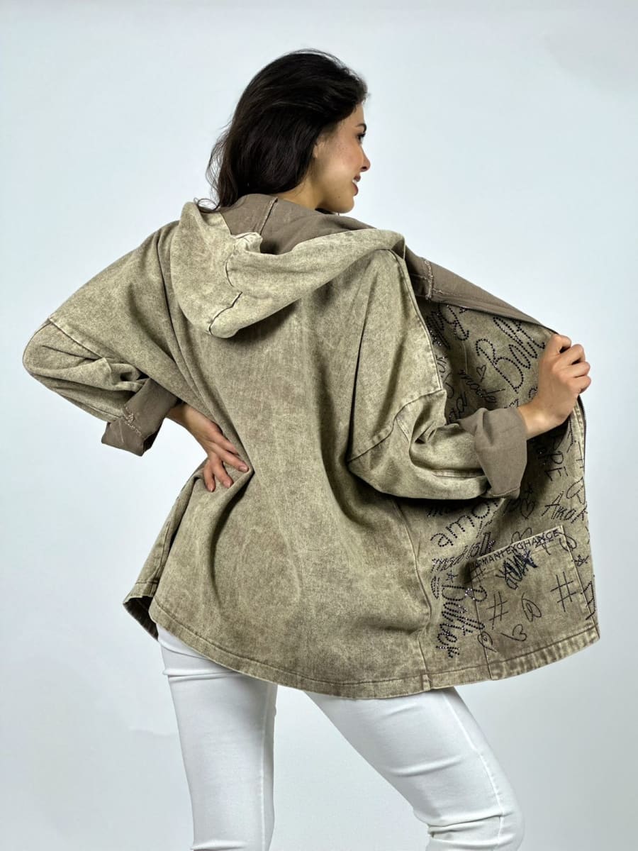 Chaqueta Mezclilla Letras Brillantes A3-7810