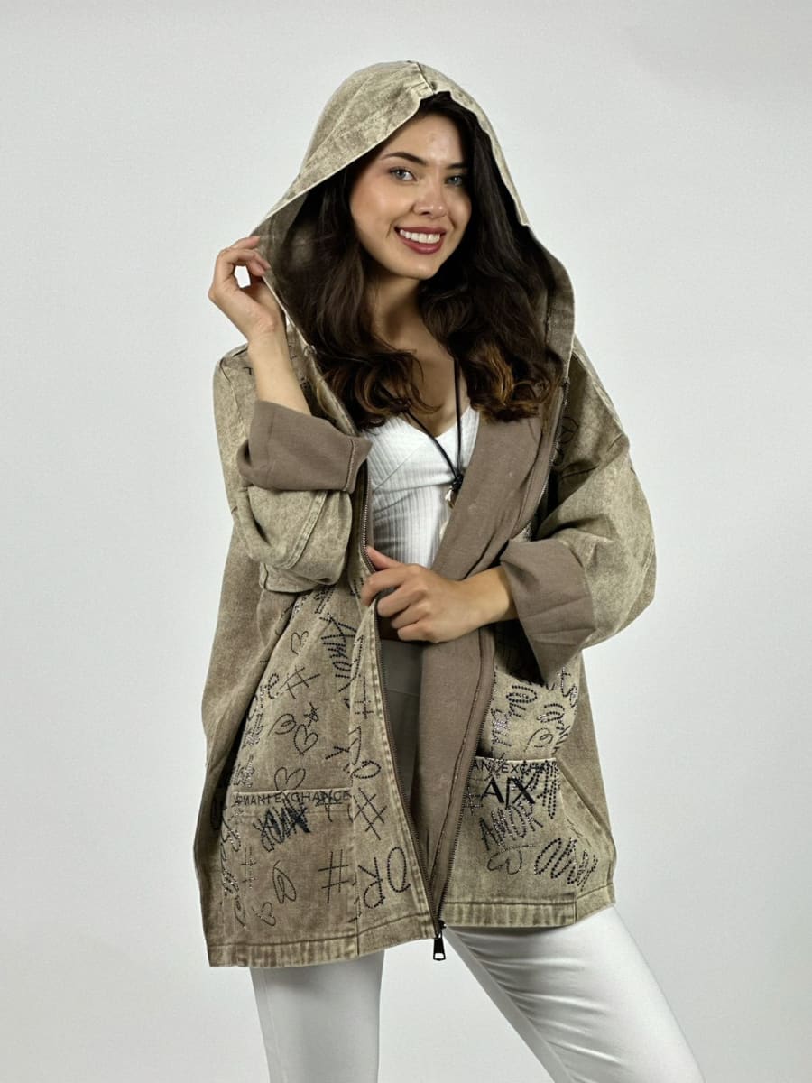 Chaqueta Mezclilla Letras Brillantes A3-789