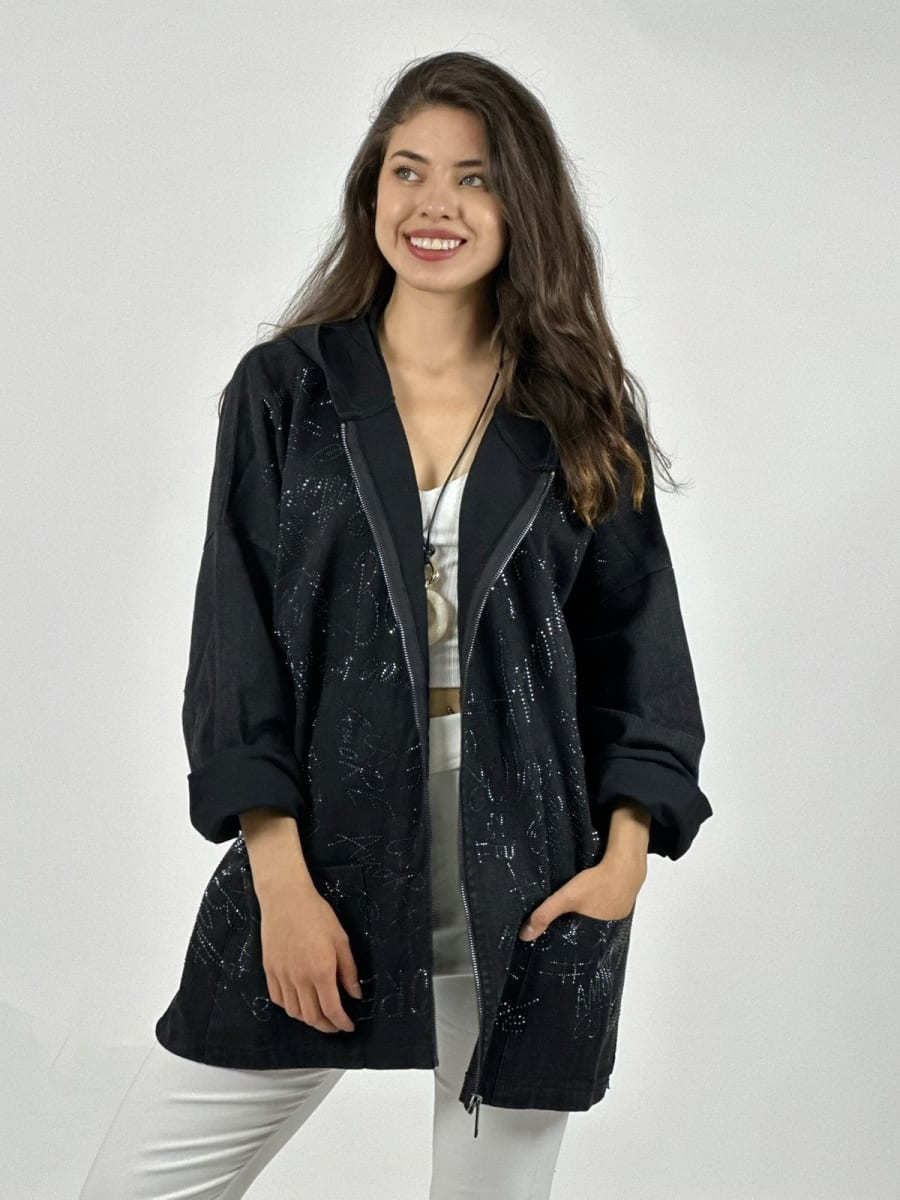 Chaqueta Mezclilla Letras Brillantes A3-7811