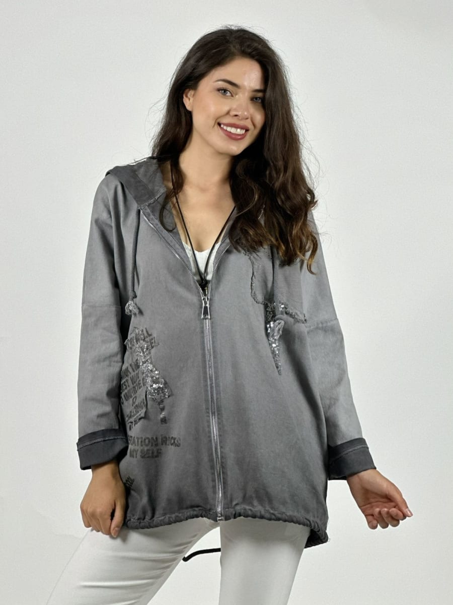 Poleron Algodon Con Cierre y Letras A1-247