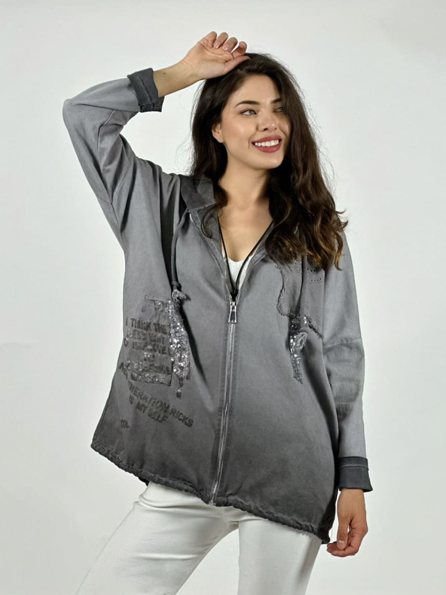 Poleron Algodon Con Cierre y Letras A1-249