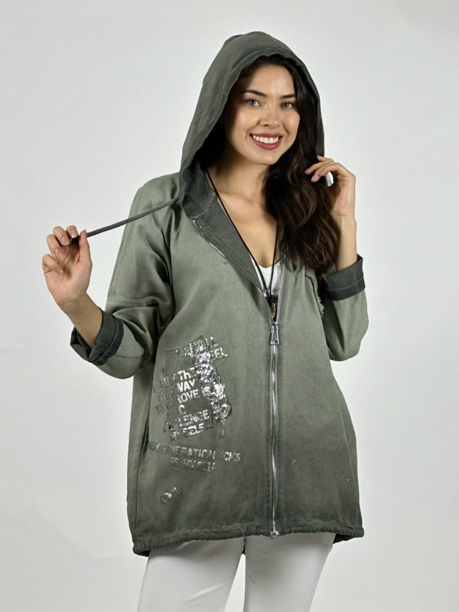 Poleron Algodon Con Cierre y Letras A1-2421