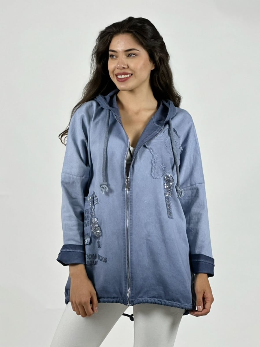 Poleron Algodon Con Cierre y Letras A1-2415