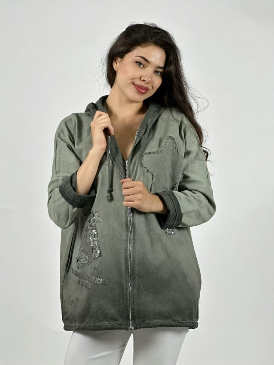 Poleron Algodon Con Cierre y Letras A1-2423