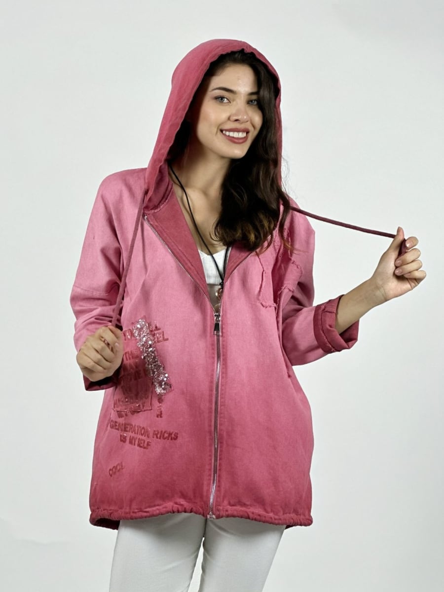 Poleron Algodon Con Cierre y Letras A1-2431