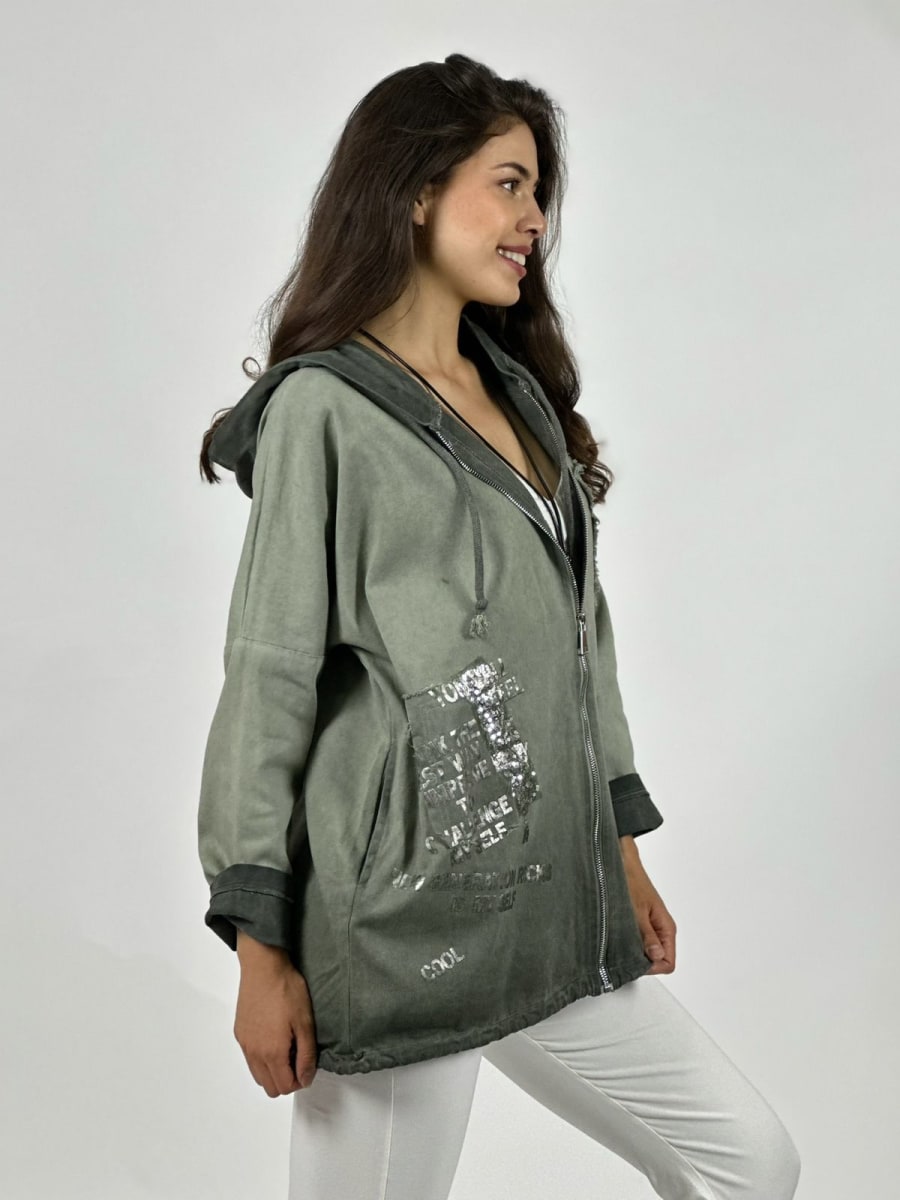 Poleron Algodon Con Cierre y Letras A1-2425