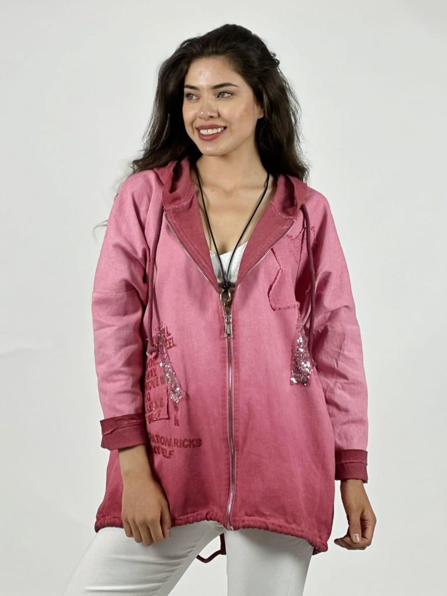 Poleron Algodon Con Cierre y Letras A1-2429