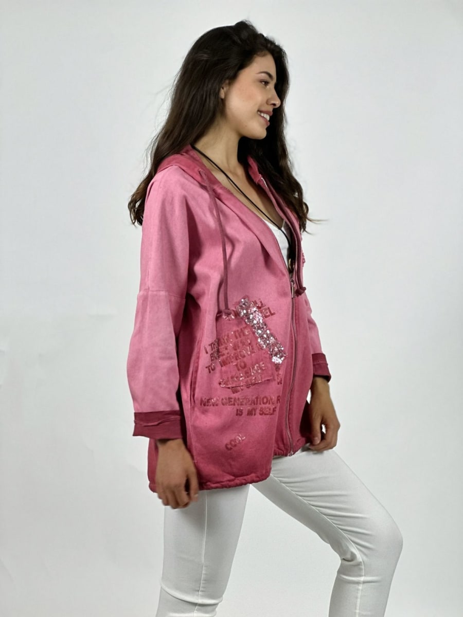 Poleron Algodon Con Cierre y Letras A1-2433