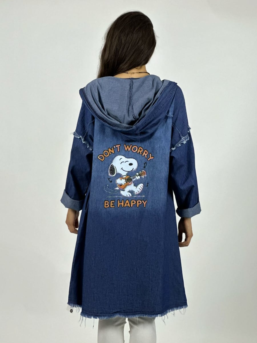 Bluson Mezclilla con Capucha Costuras Hombro A1-2011