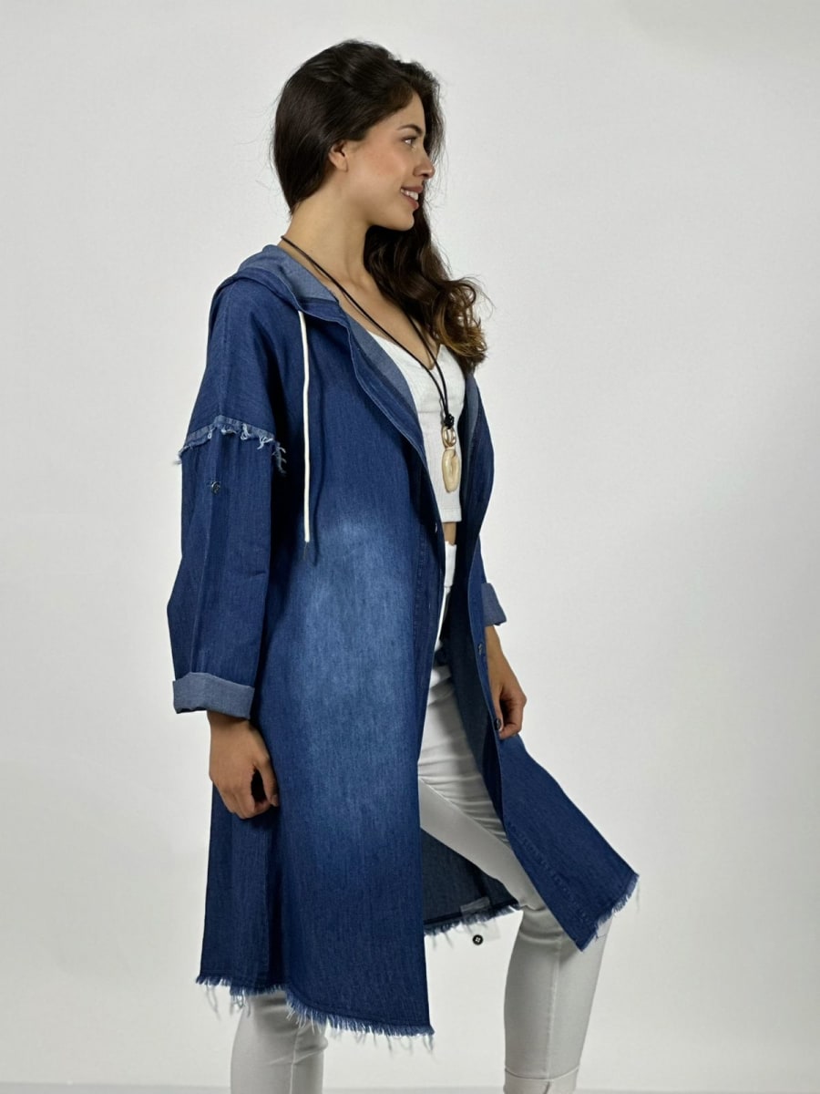 Bluson Mezclilla con Capucha Costuras Hombro A1-2012