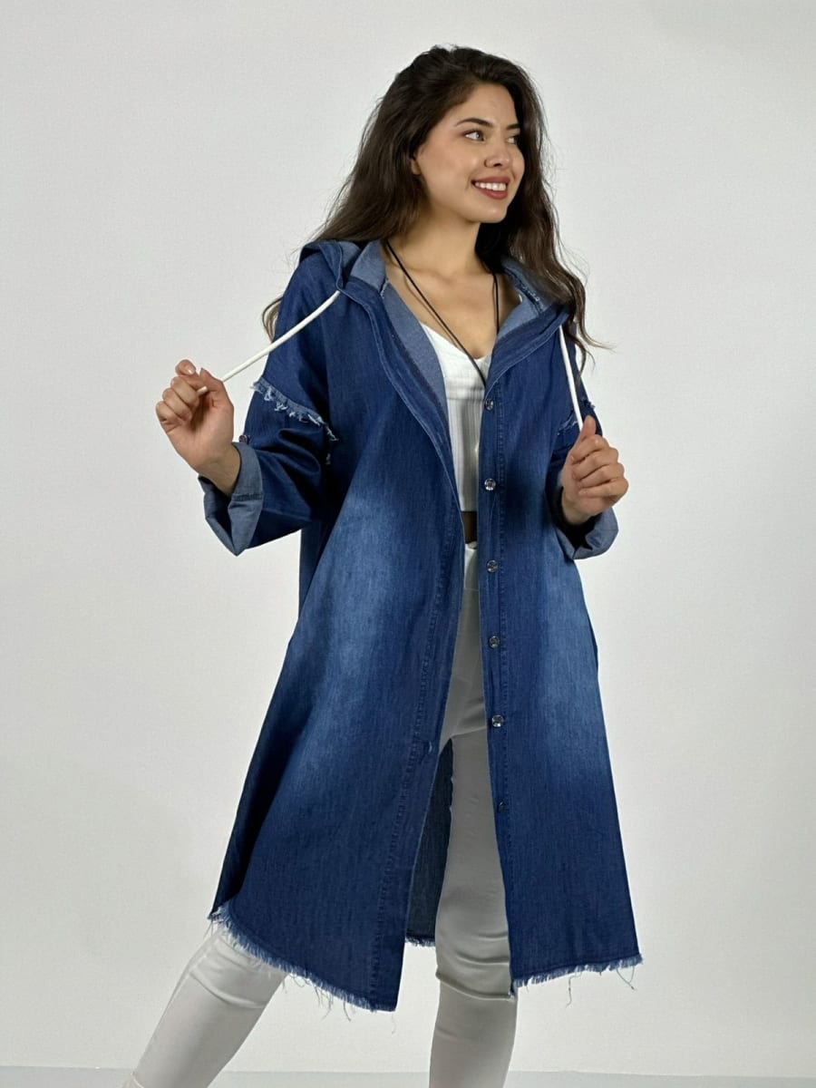 Bluson Mezclilla con Capucha Costuras Hombro A1-2013