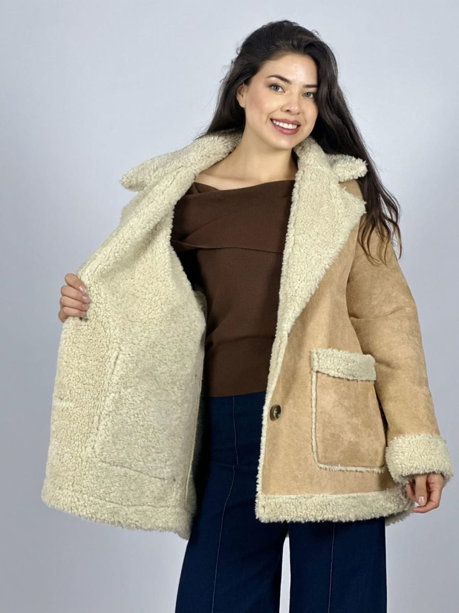 Abrigo Gamuza Italiano Achiporrado 2 Botones A3-743