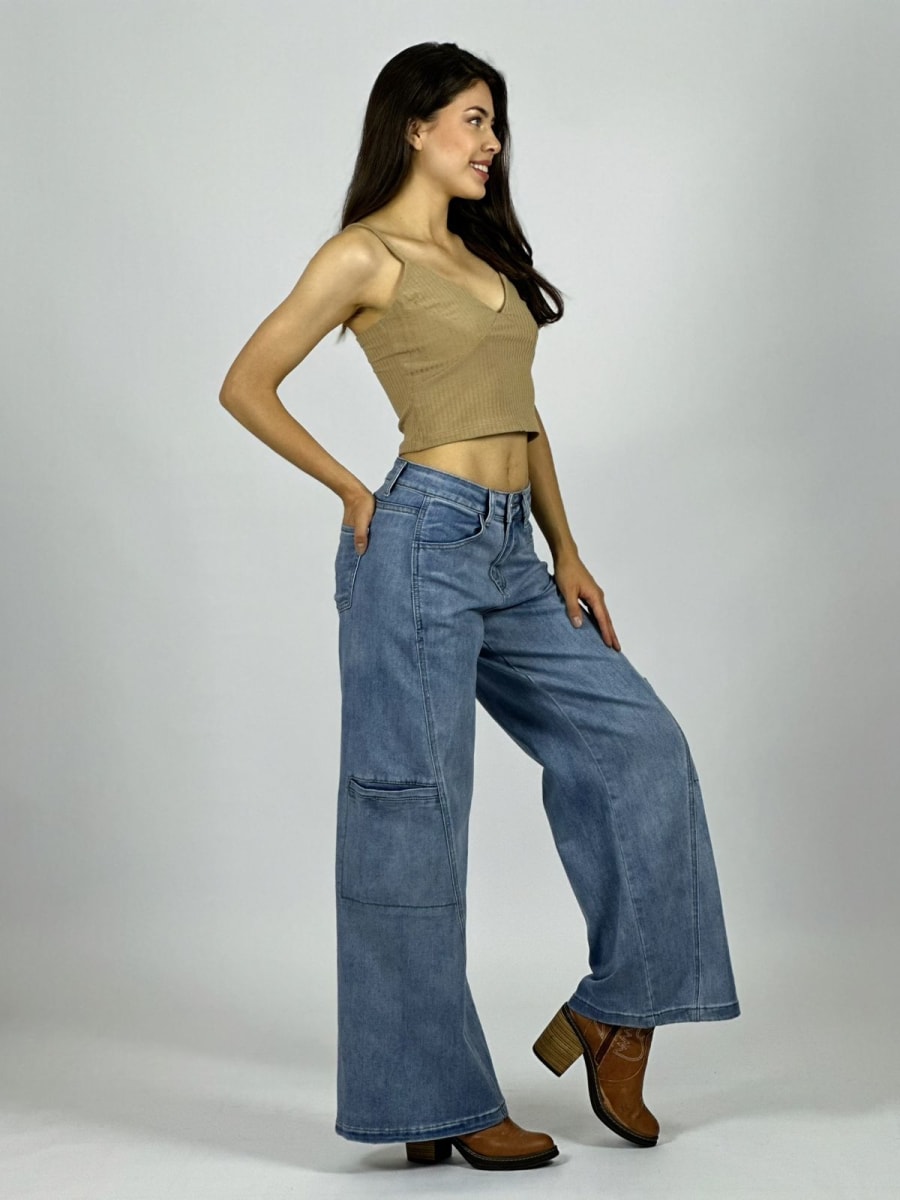 Palazzo Mezclilla Bolsillos Lateras B3-1539