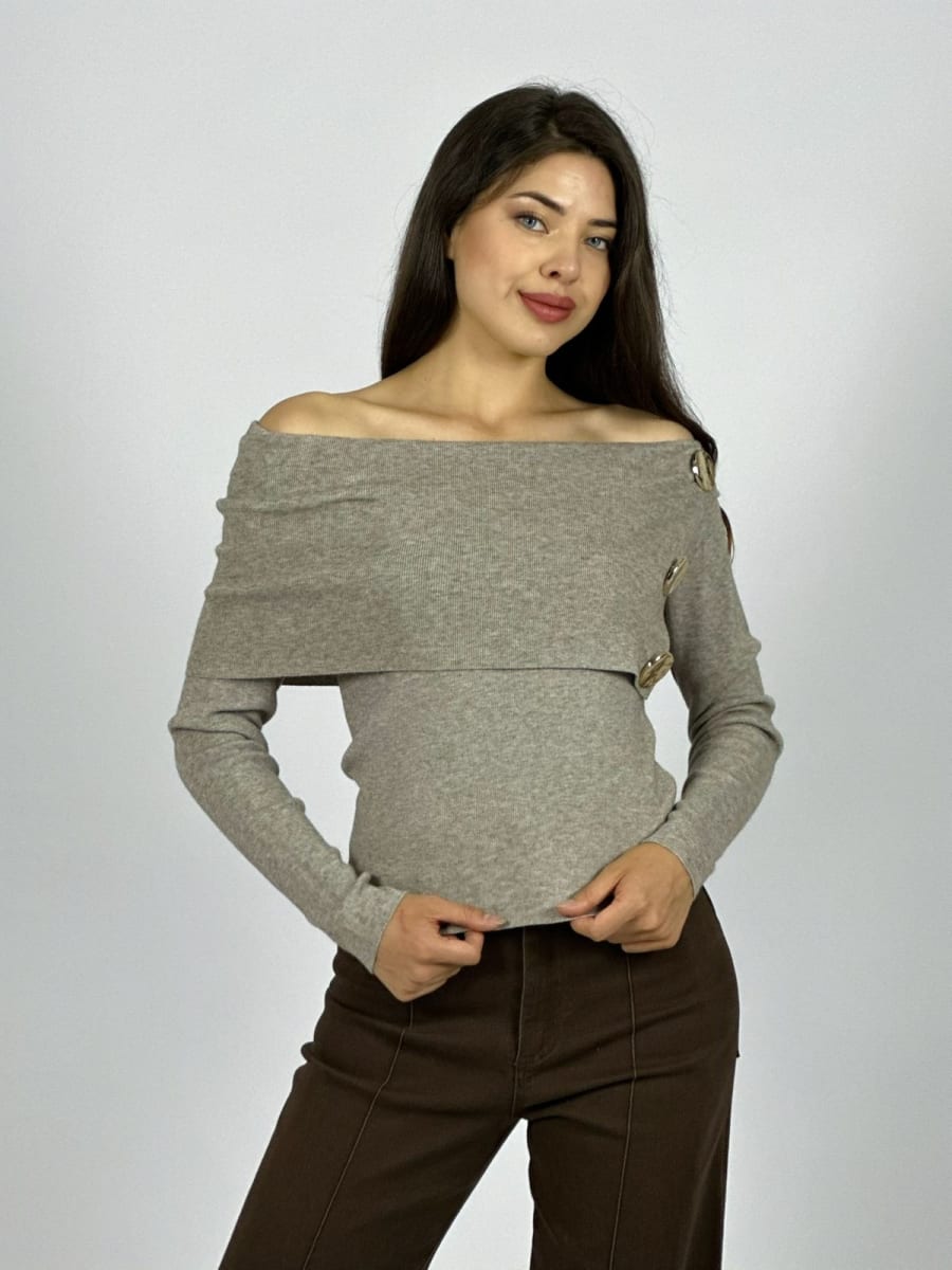 Sweater Spandex S/Hombros con Botones B3-1595
